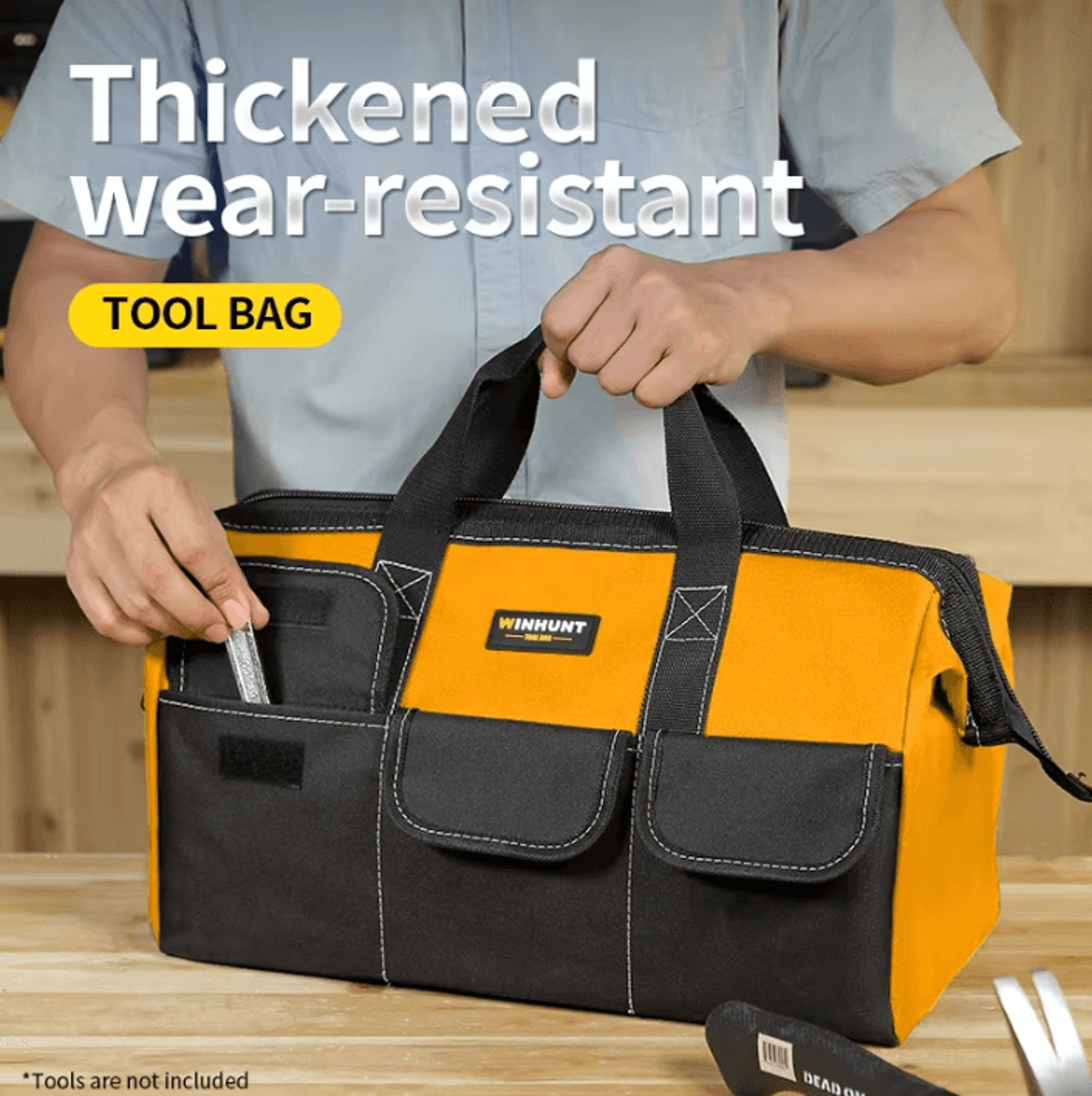 Heavy Duty Wide Mouth Tool Bag With Multi Pocket Storage For Electricians Carpenters And Mechanics 0