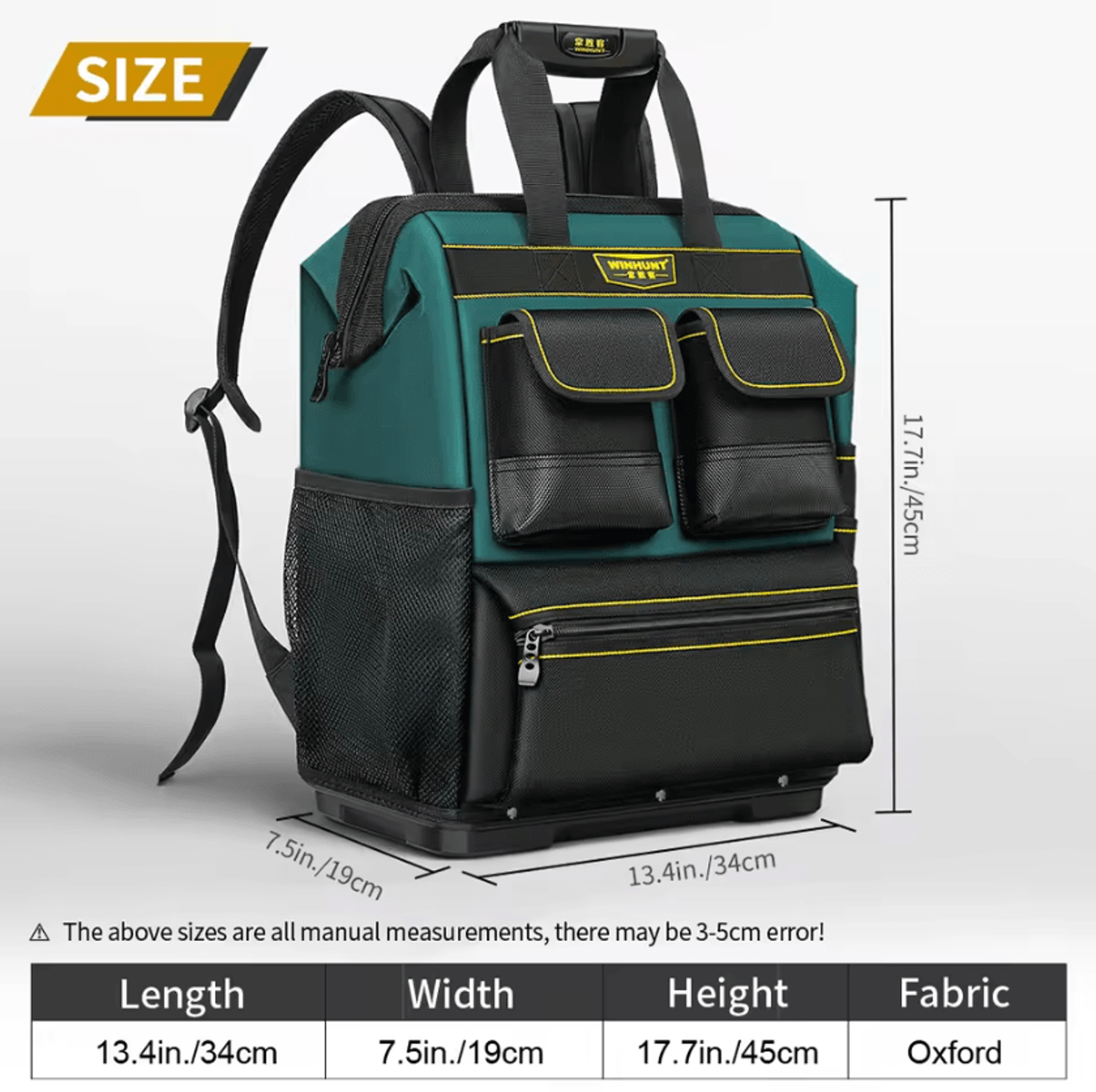 Heavy Duty Tool Backpack With Multiple Pockets Large Capacity Tool Storage Backpack With Rubber Bas 5