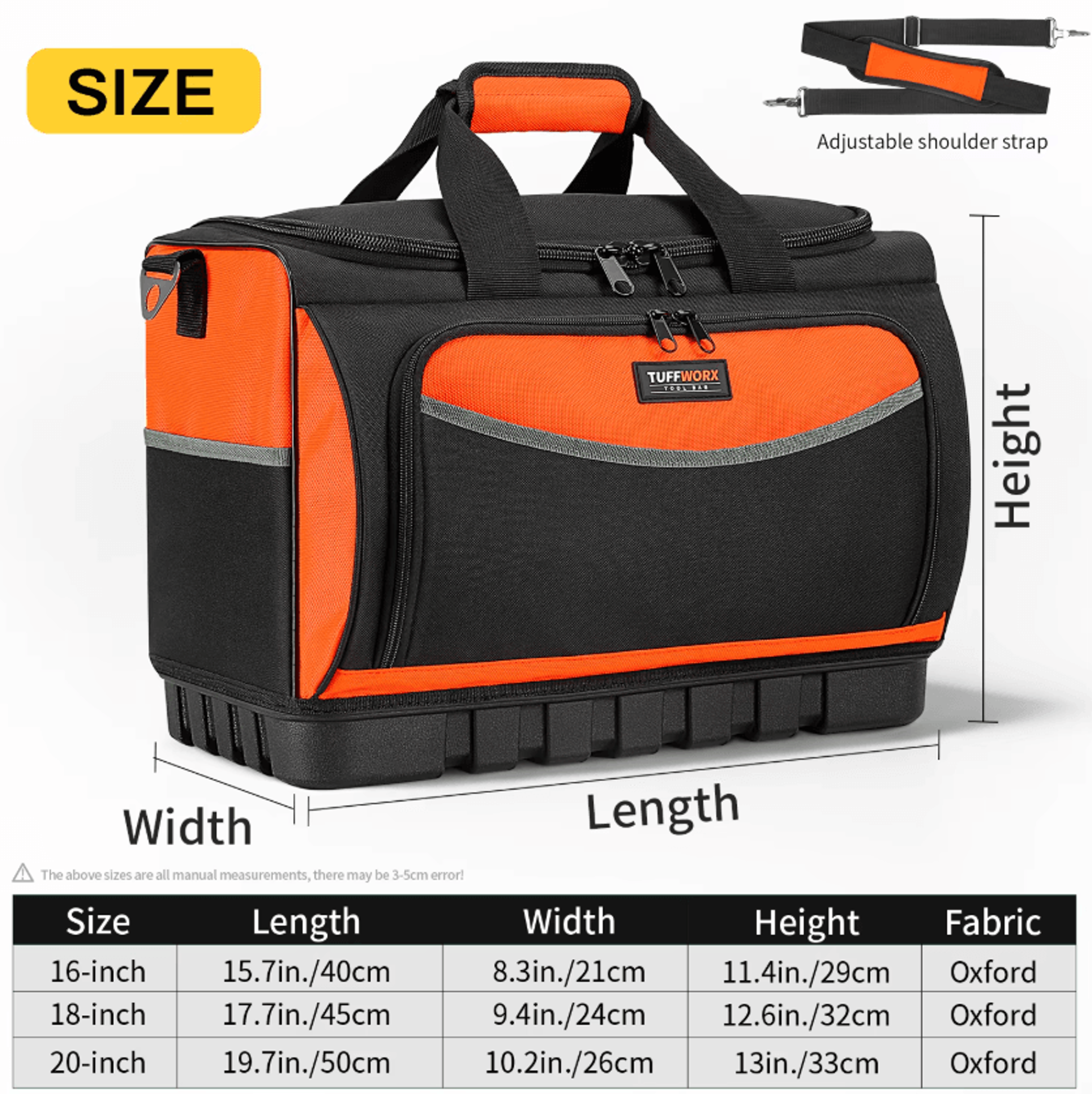 Heavy Duty Open Top Tool Bag With Molded Base 18 Pocket Wide Mouth Tool Organizer With Shoulder Str 2