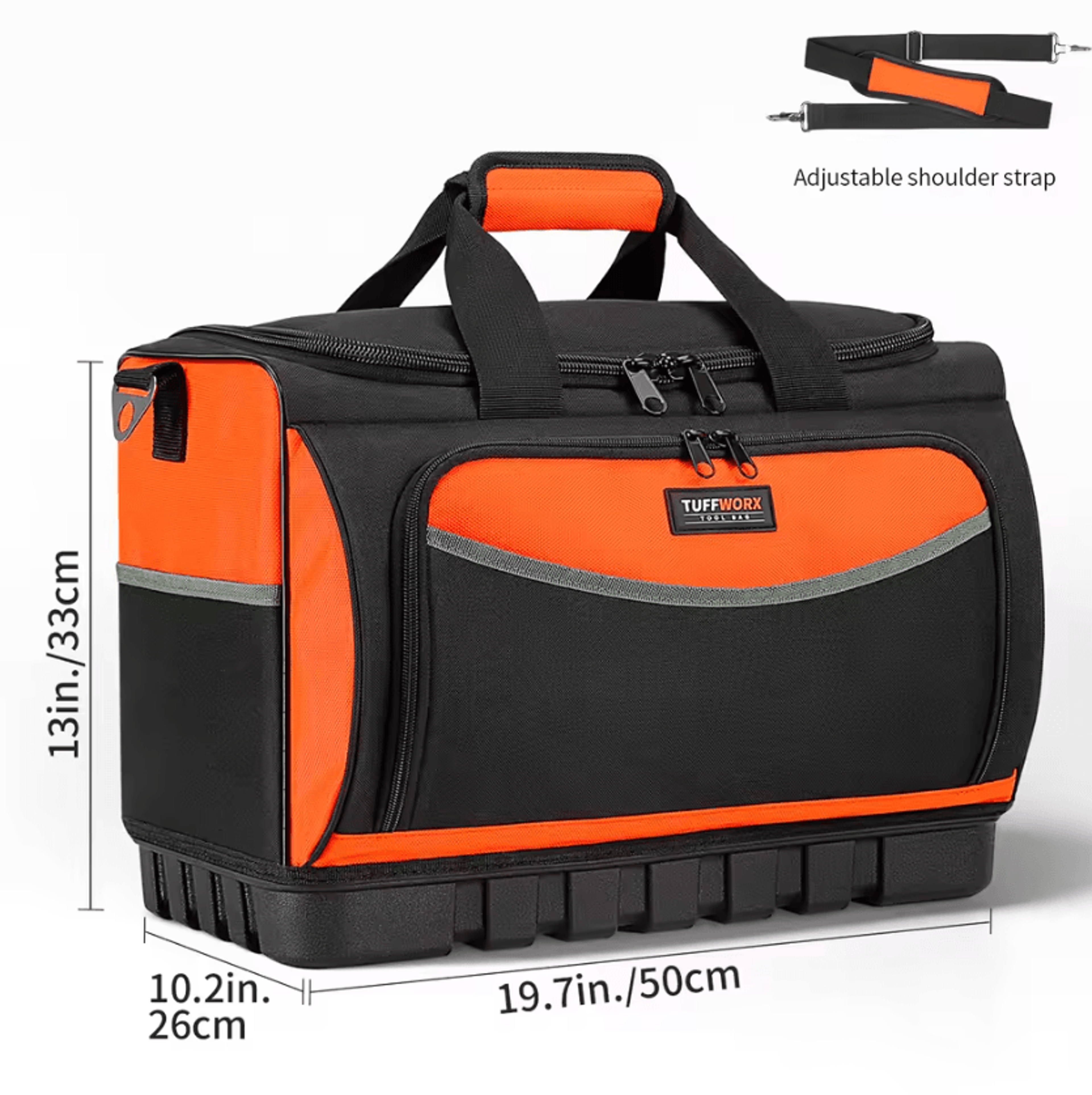 Heavy Duty Open Top Tool Bag With Molded Base 18 Pocket Wide Mouth Tool Organizer With Shoulder Str 4