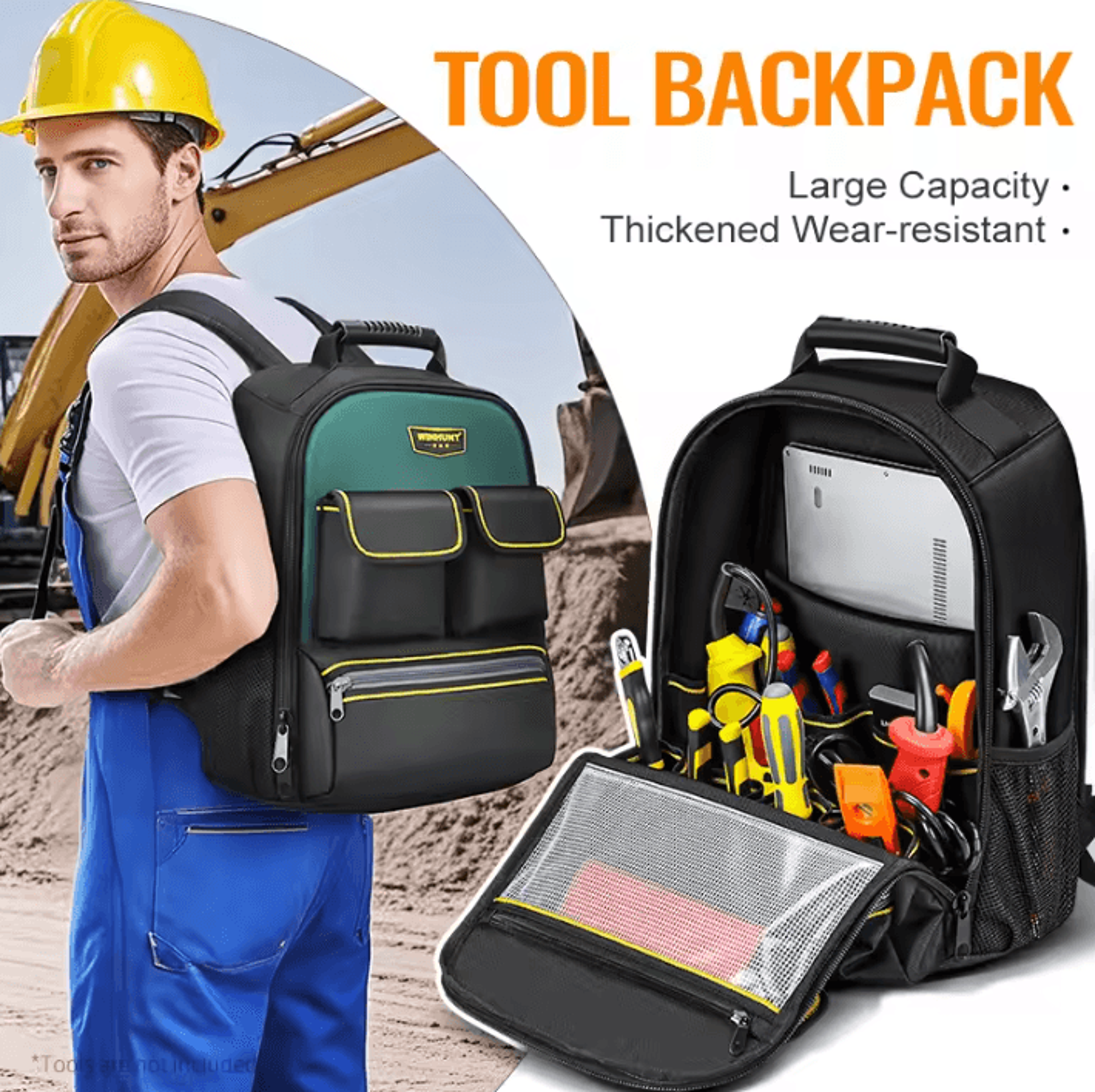 Heavy Duty Tool Backpack With Shoulder Strap And Multi Tool Storage 4