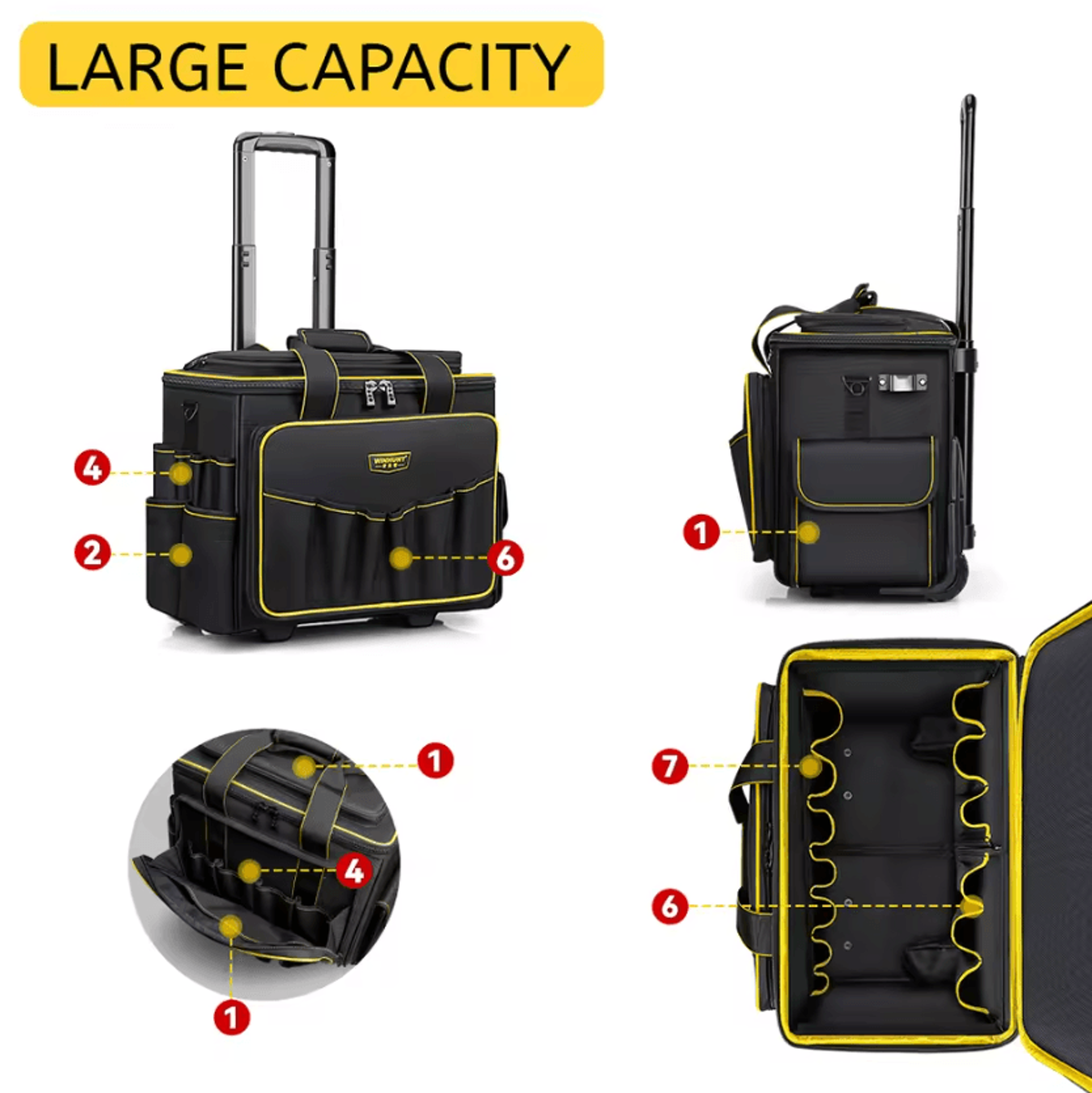 WINHUNT Rolling Tool Bag With Telescoping Handle And Heavy Duty Wheels 2