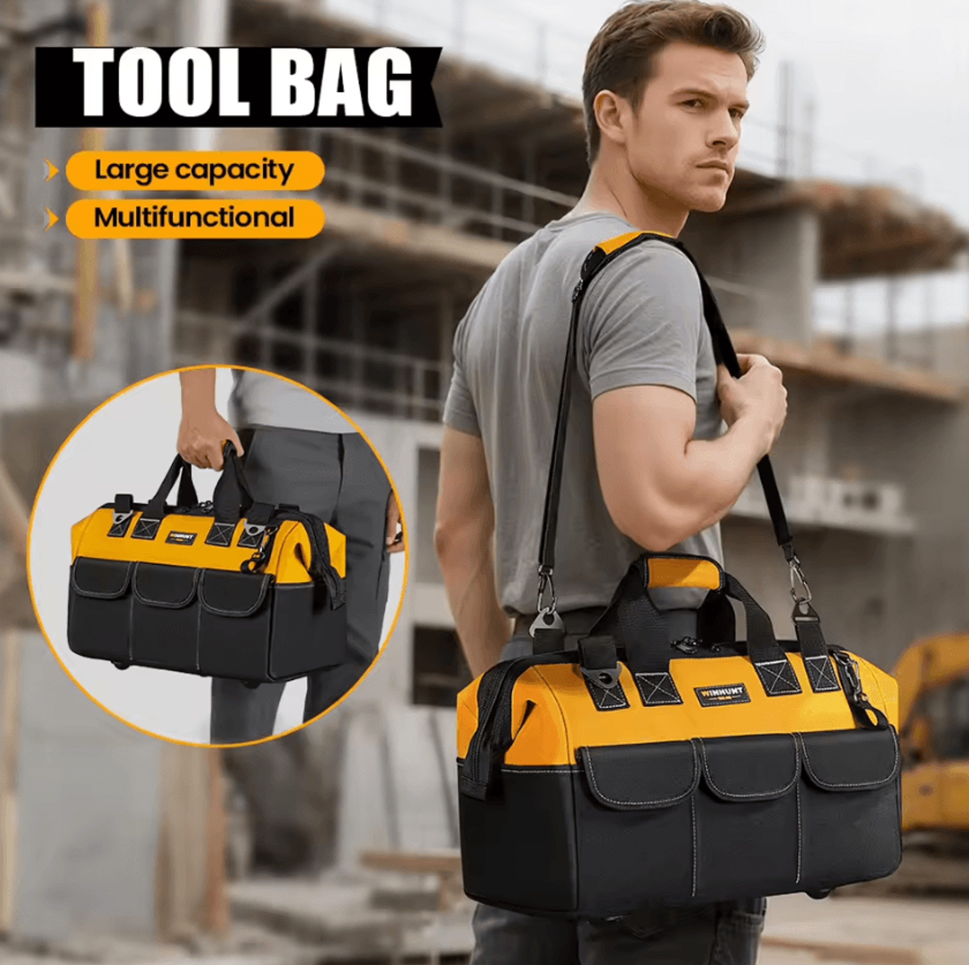 Heavy Duty 14 Pocket Tool Bag With Adjustable Shoulder Strap 0