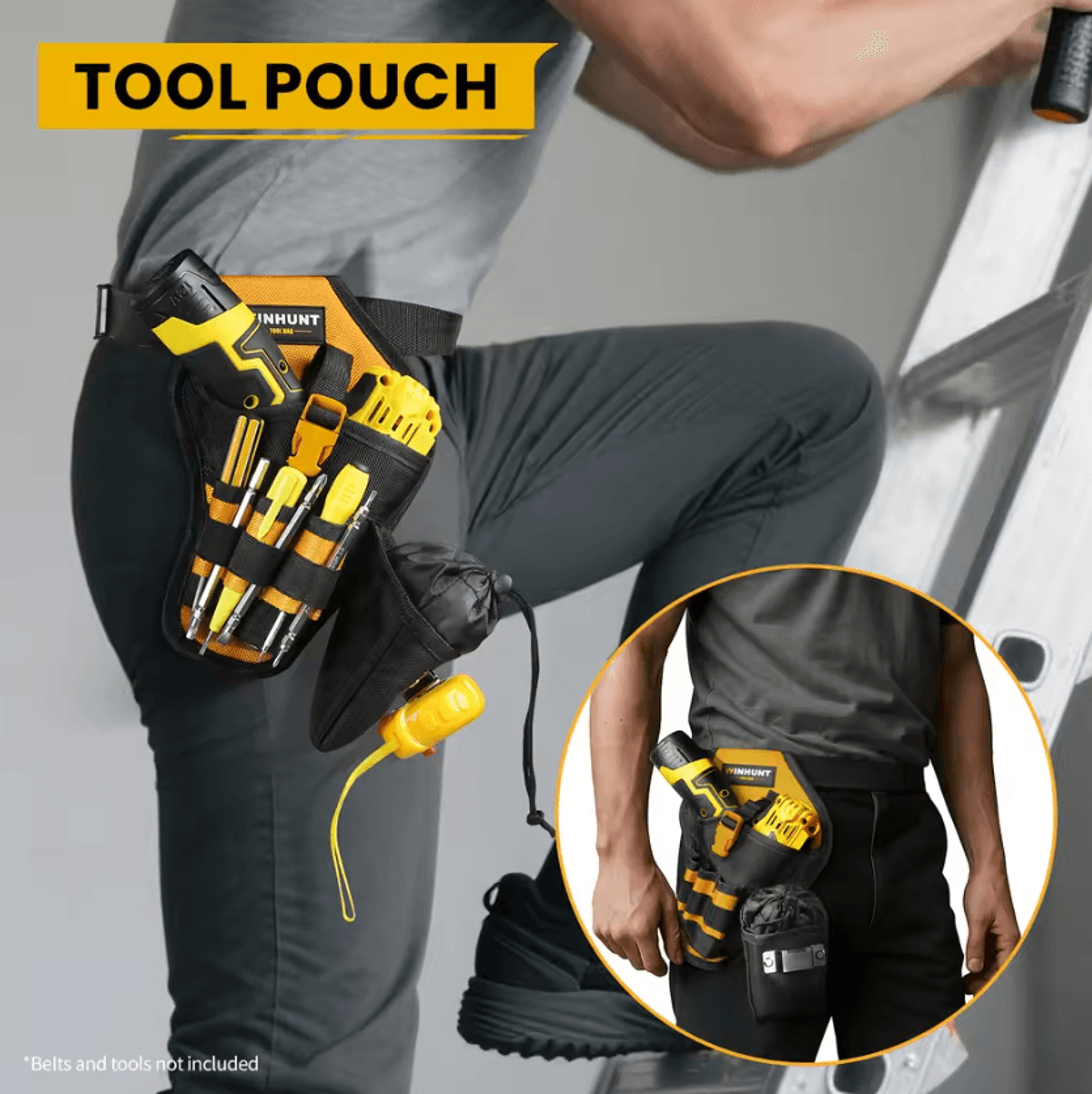 Heavy Duty Drill Holster With Bit Pouch  Adjustable Impact Driver Holster For Tool Belt 0