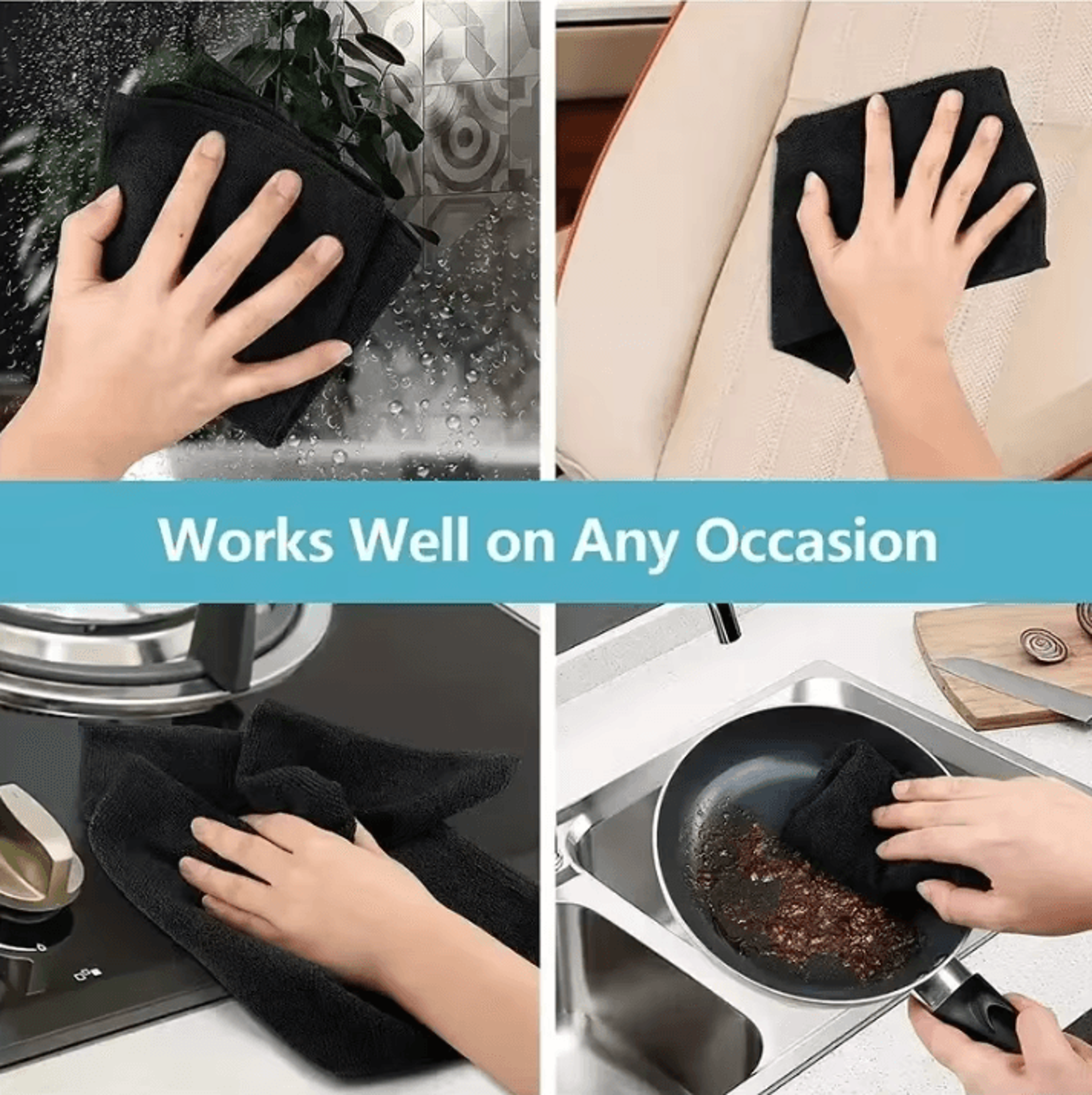 Thick Microfiber Cleaning Cloths Lint Free Reusable Towels For Car Glass And Home 4