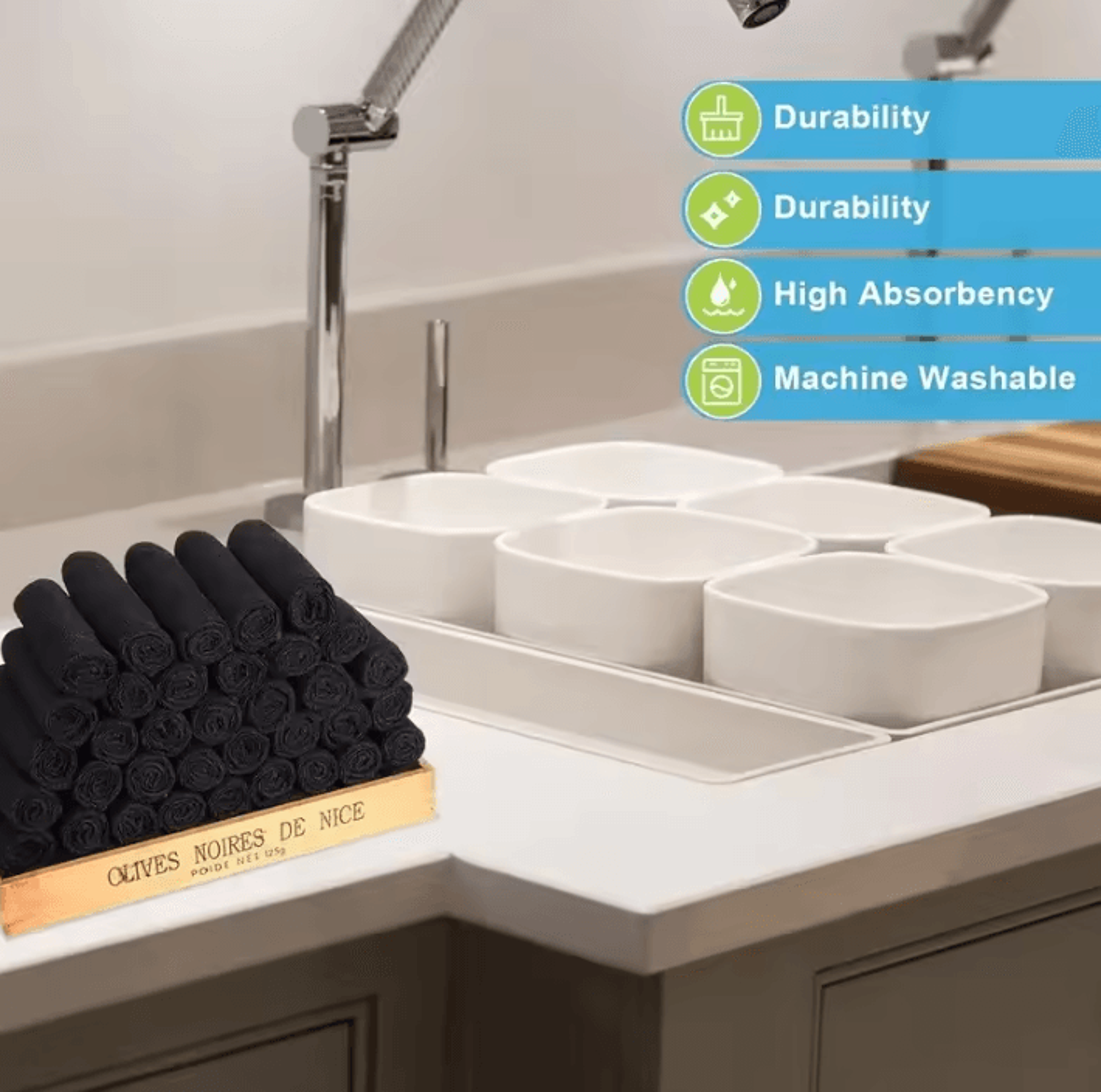 Black Microfiber Cleaning Cloths Absorbent Reusable Towels For Car And Household Cleaning 3