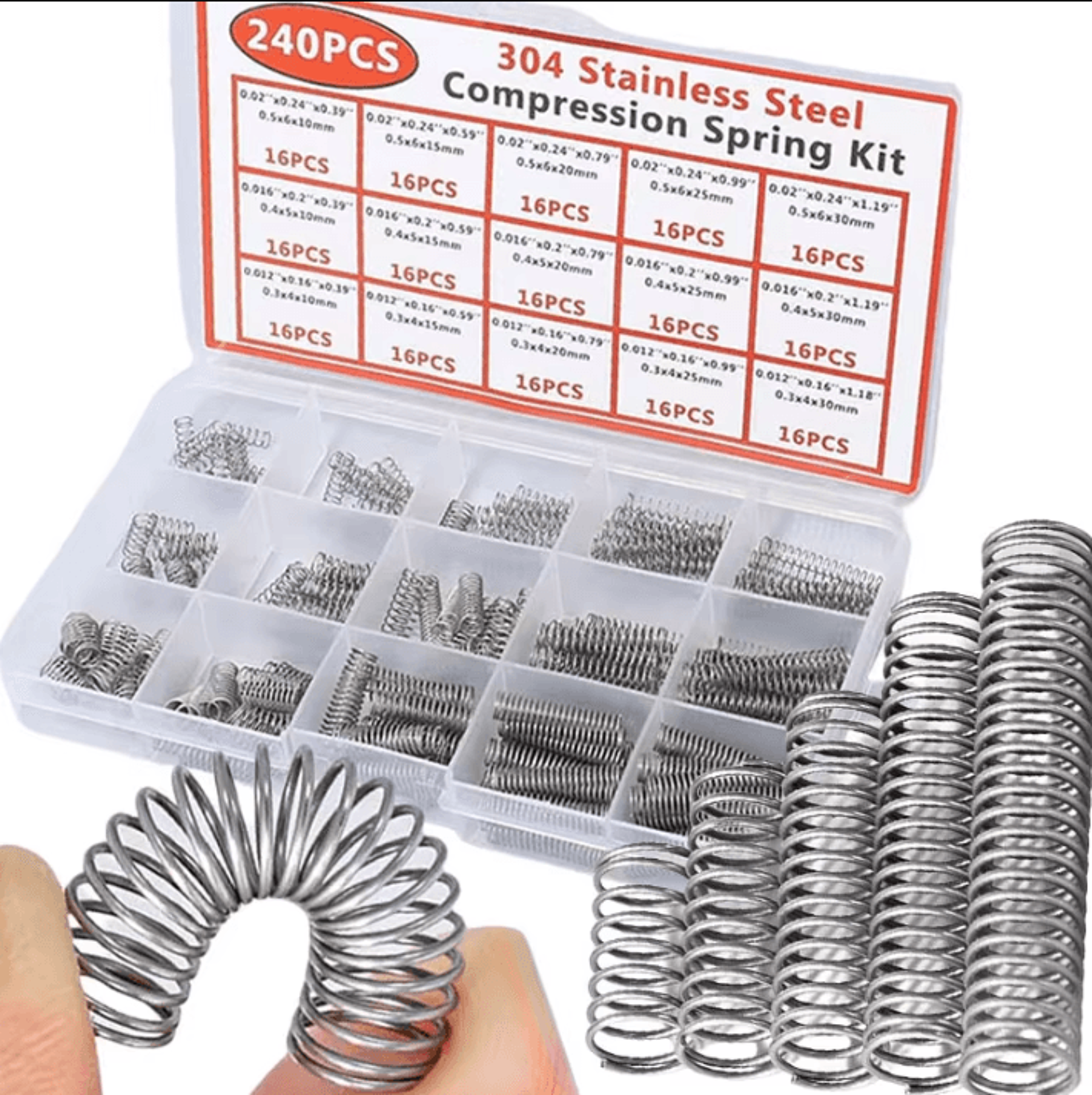 304 Stainless Steel Compression Spring Assortment Kit With 15 Sizes For DIY Repairs And Mechanical  0