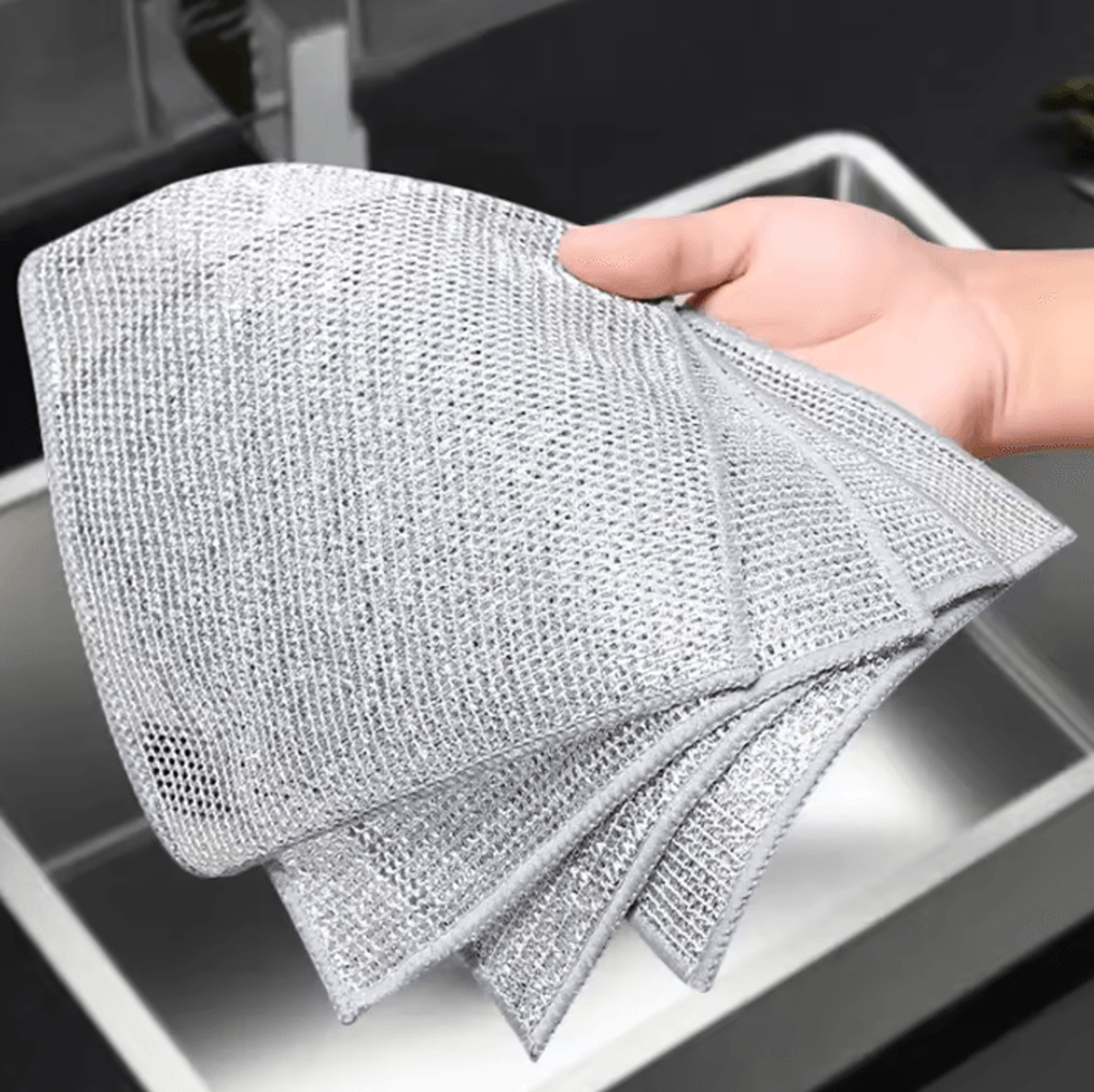 Magic Double Sided Steel Wire Cleaning Cloth Non Scratch Kitchen Dish And Pot Scrubbing Rag 2