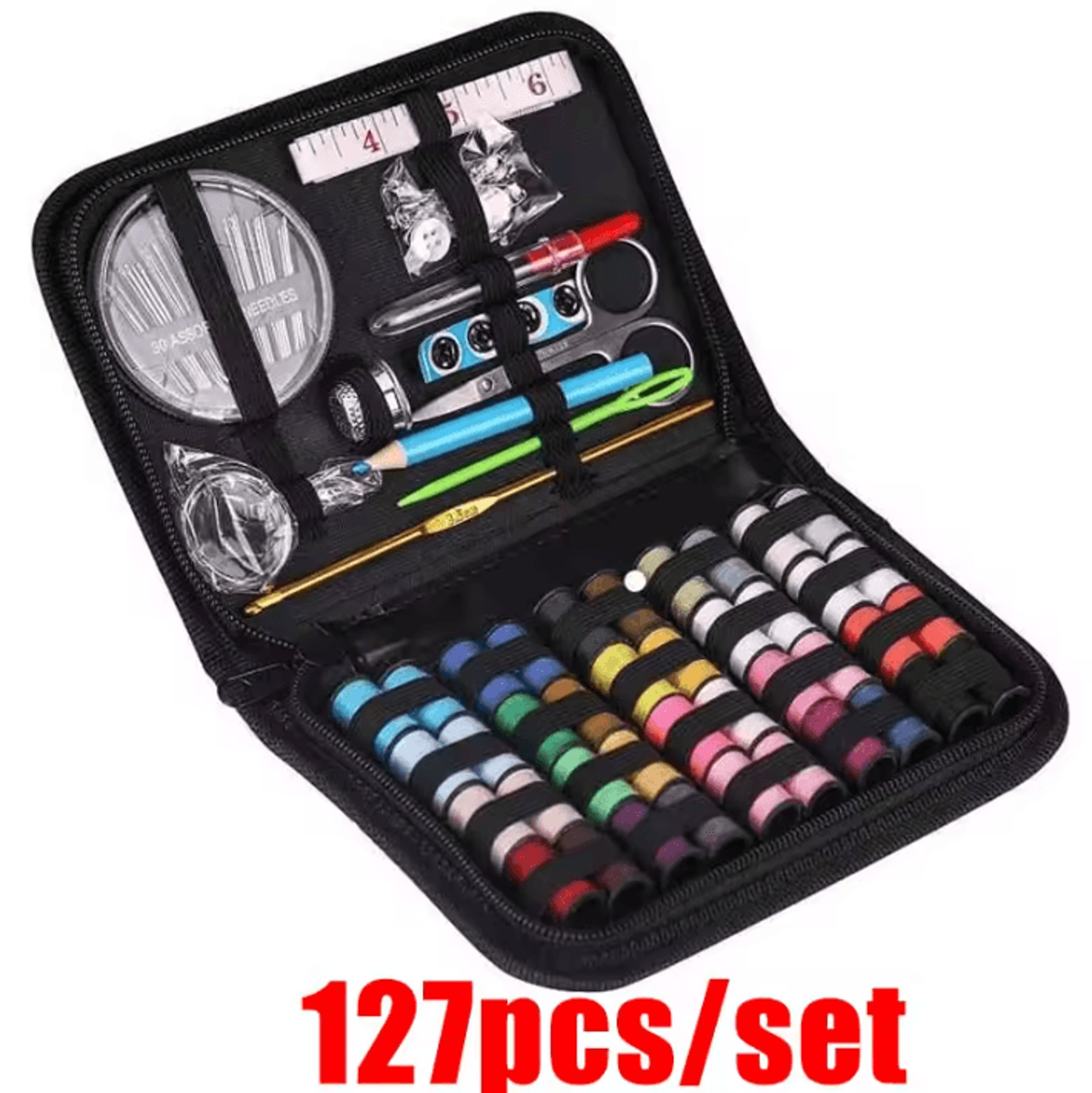 Portable Sewing Kit Set With Threads Needles Scissors And Travel Storage Bag 4