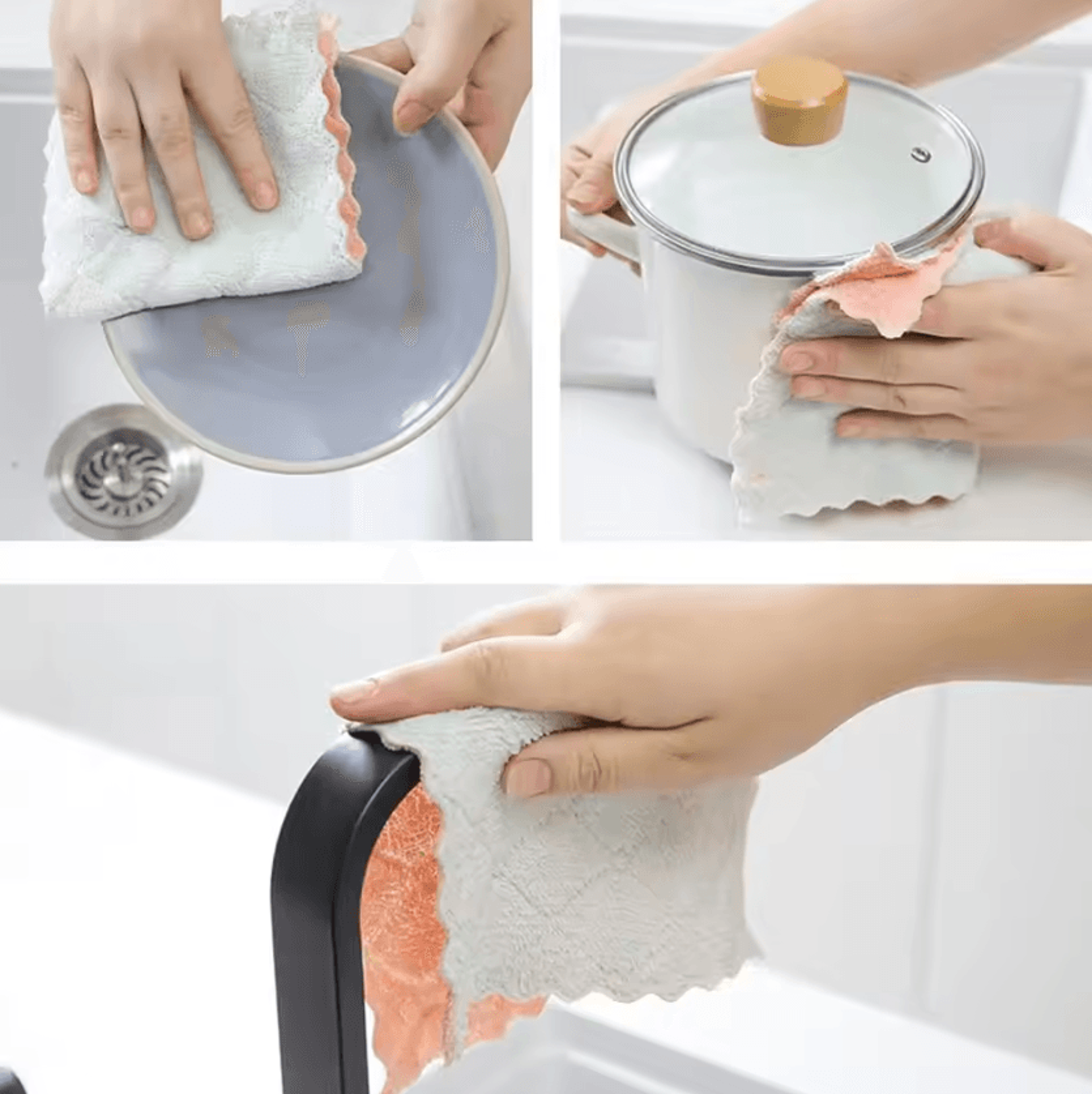 Super Absorbent Microfiber Kitchen Cleaning Cloth Double Layer Dish Towel For Oil And Grease 4
