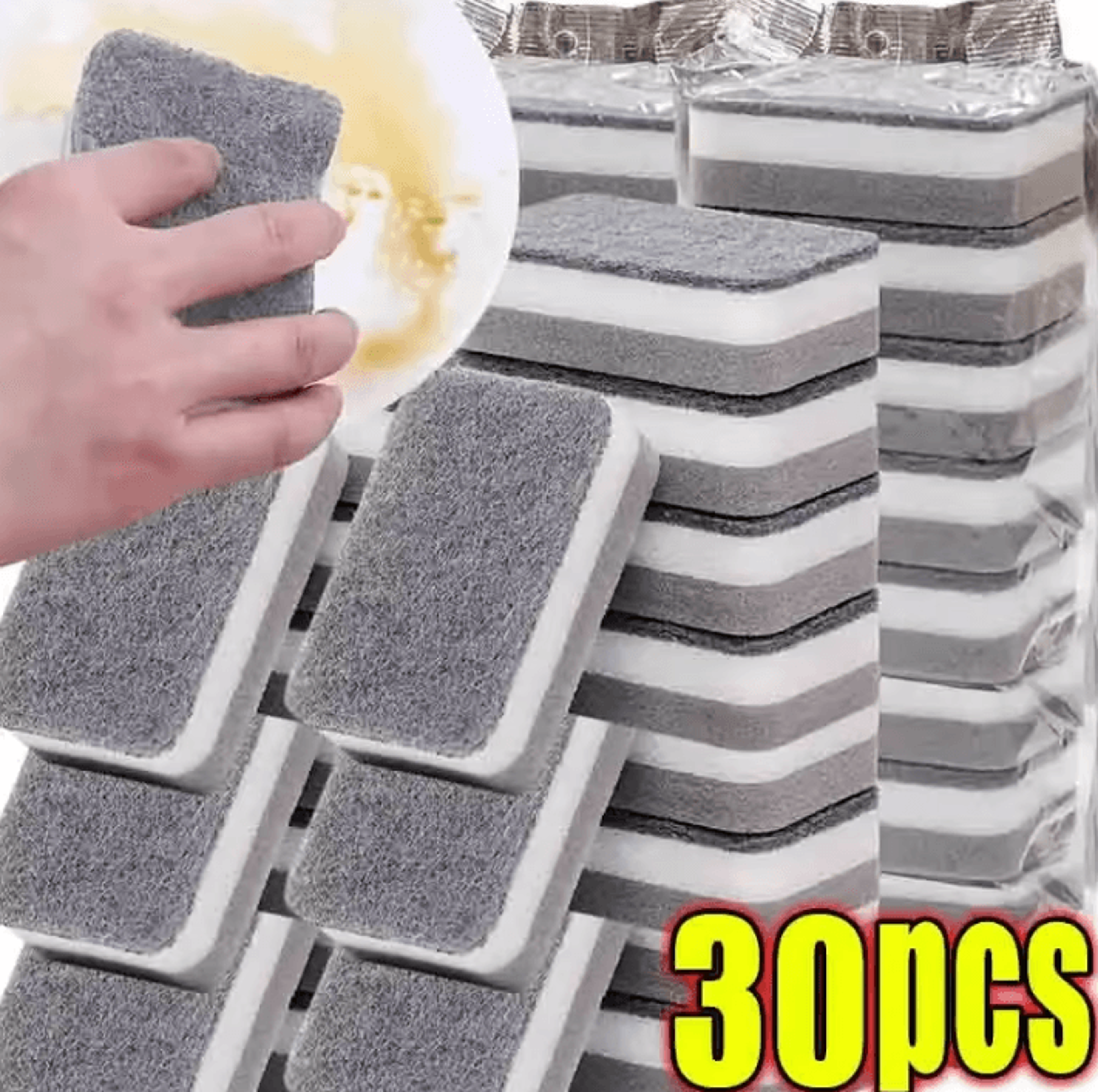 Magic Three Layer Kitchen Cleaning Sponge Reusable Dishwashing Scouring Pads For Pots And Pans 0