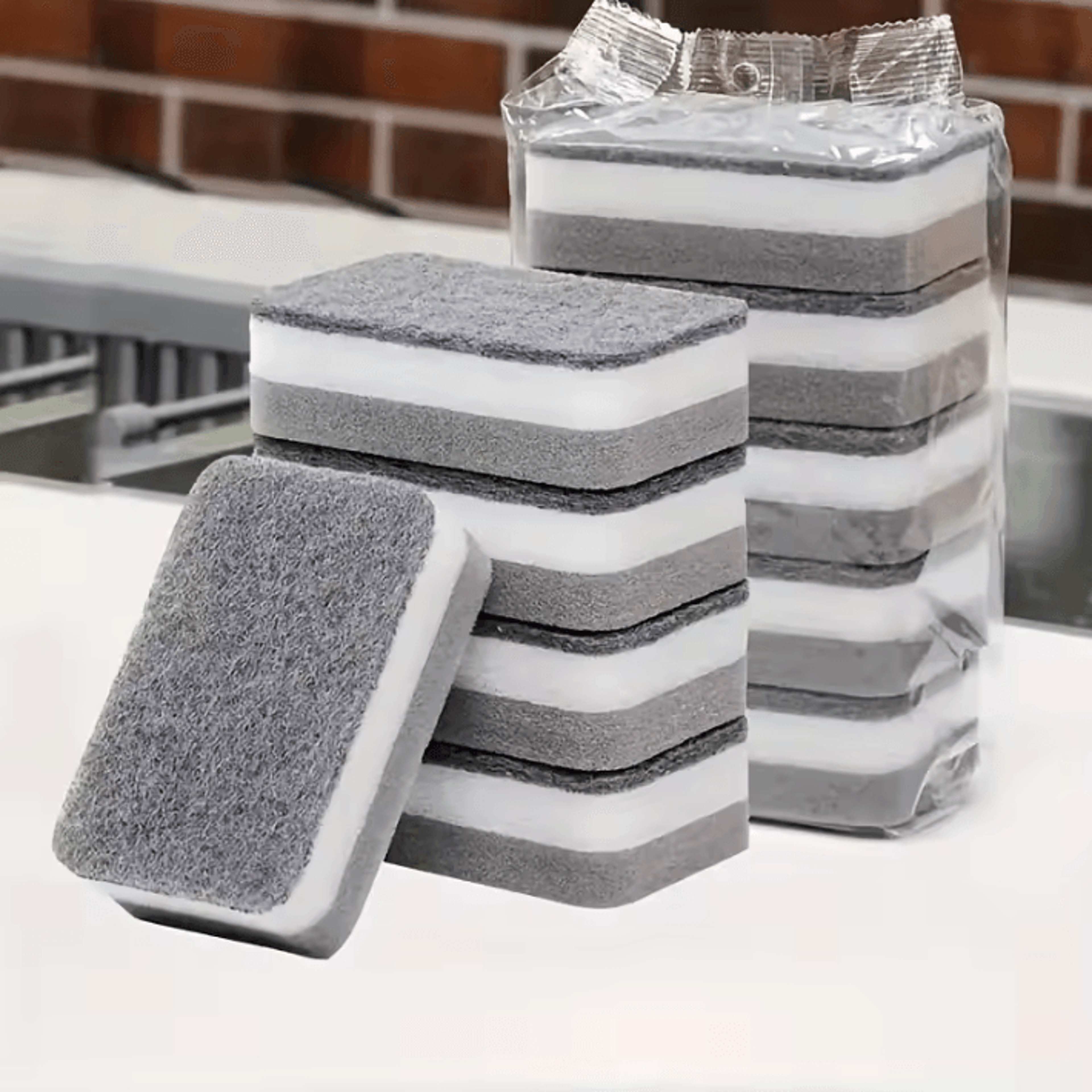 Double Sided Kitchen Cleaning Sponges Reusable Absorbent Scouring Pads For Dishes And Cookware 4