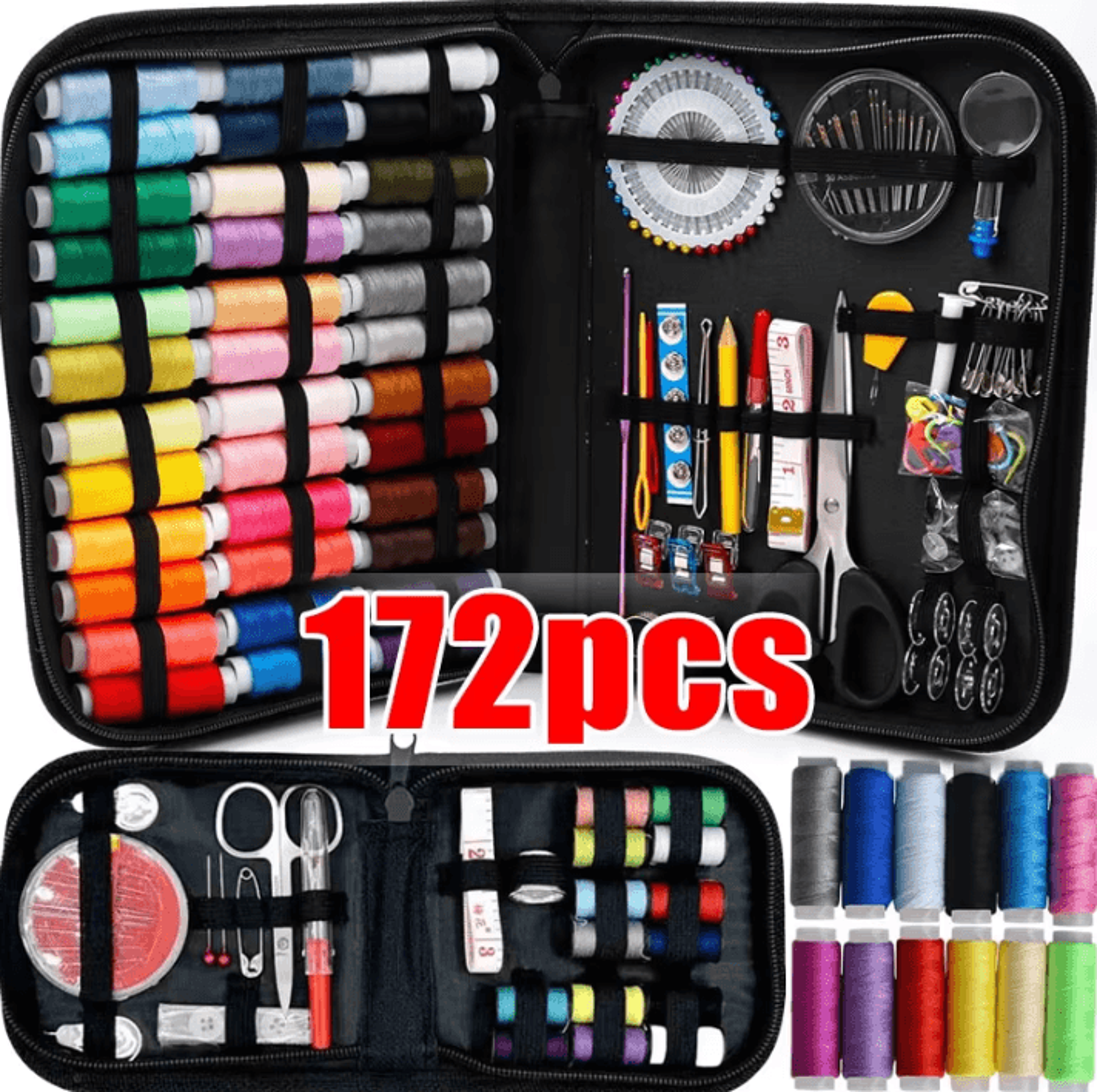 Portable Sewing Kit Complete Sewing Repair Set With Threads Needles Scissors And Storage Case 0
