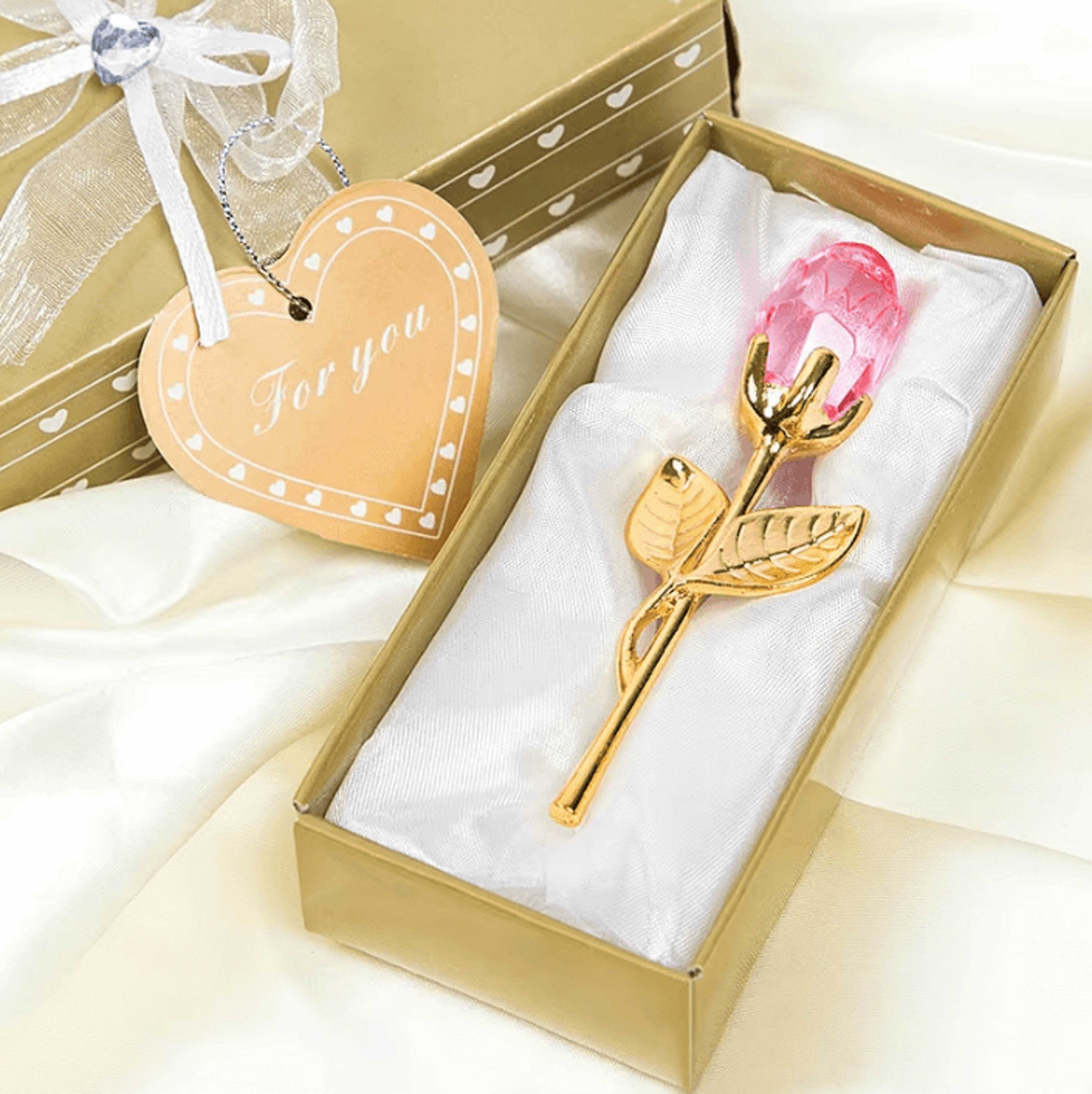 Crystal Rose Artificial Flower Gold And Silver Romantic Gift With Box For Wedding Valentine And Hom 0