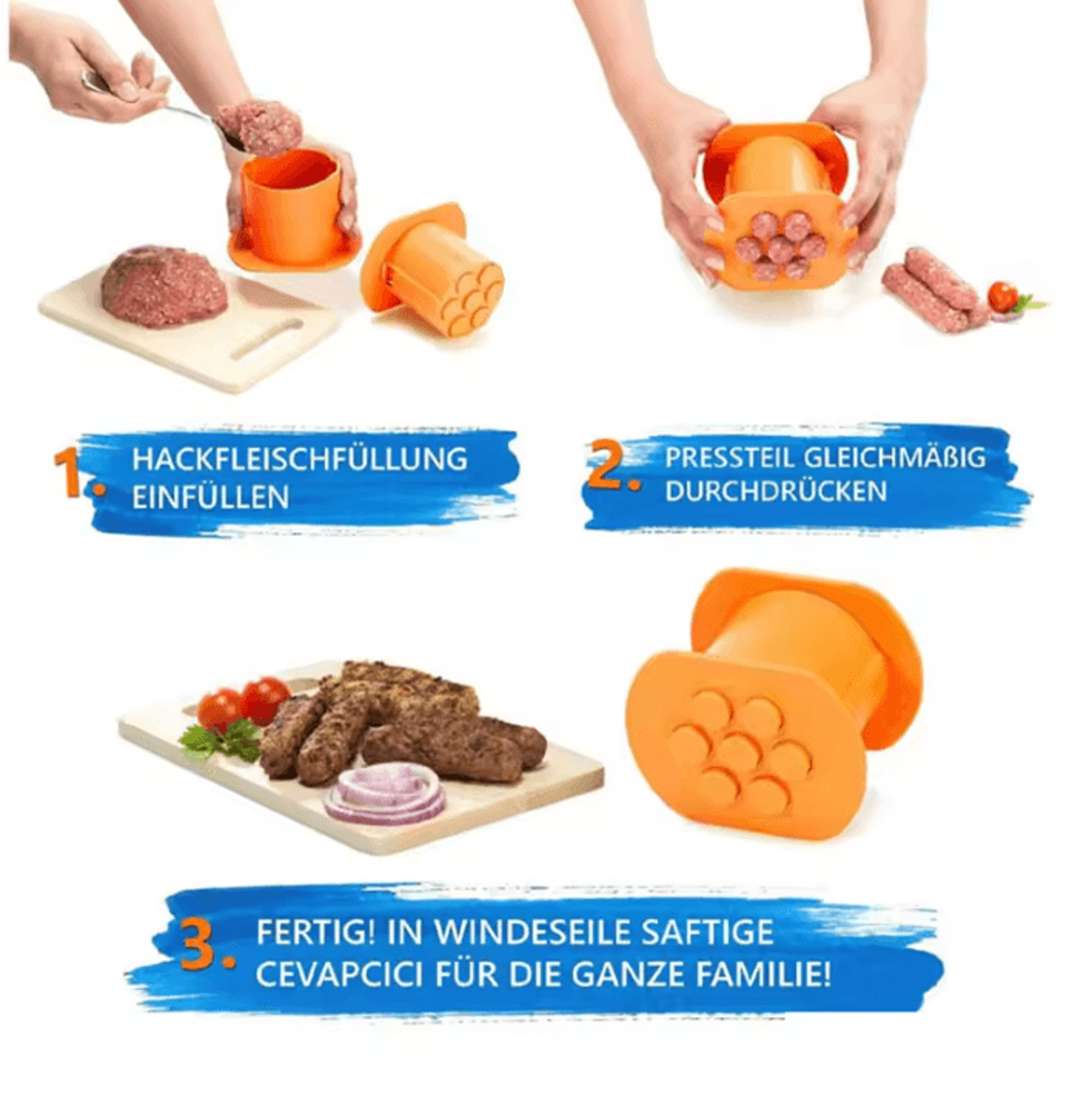 Manual Meatball Maker MultiFunction Meat Strip And Sausage Shaper Kitchen Tool 2