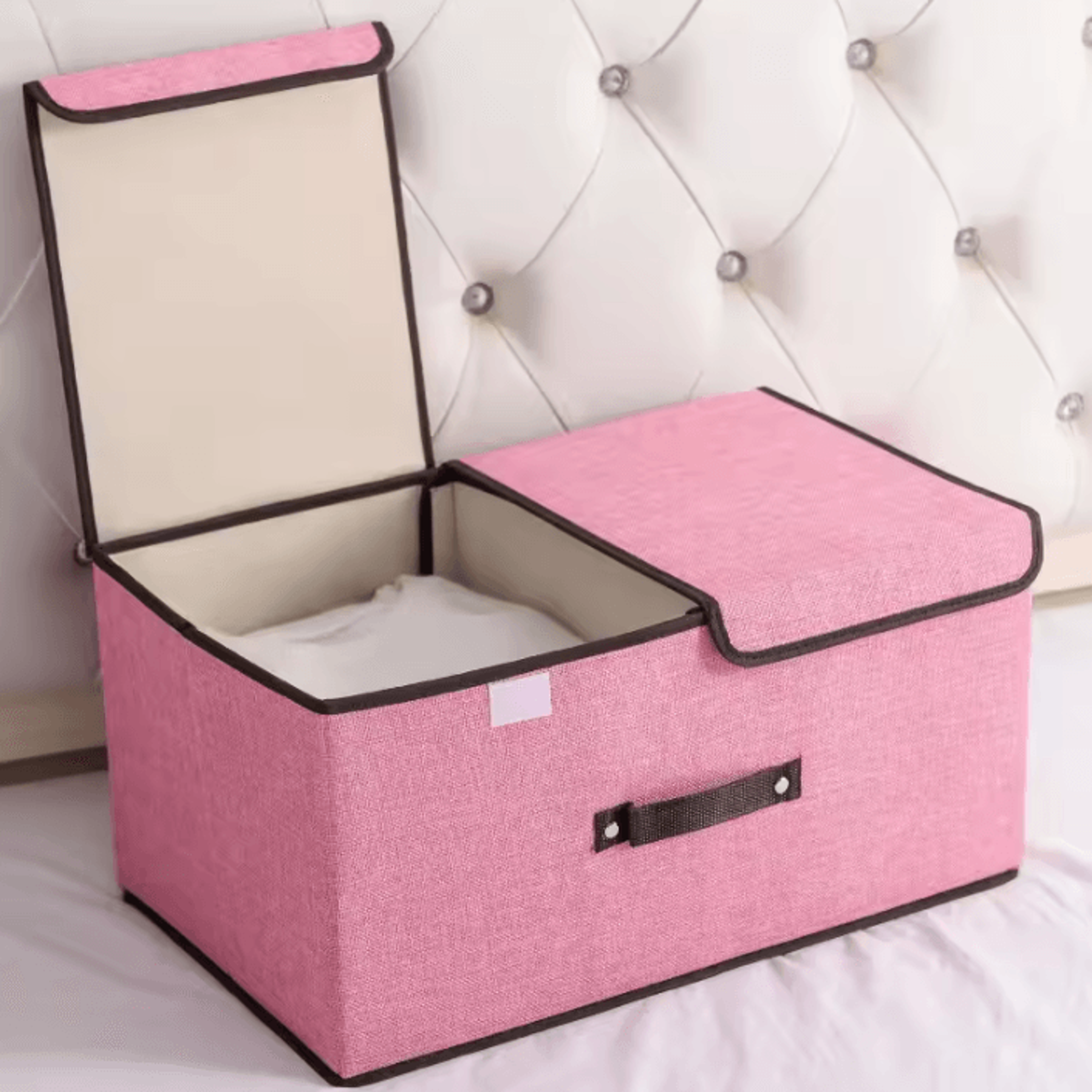Large Foldable Storage Box With Double Lid Fabric Closet Organizer For Clothes And Underwear 4