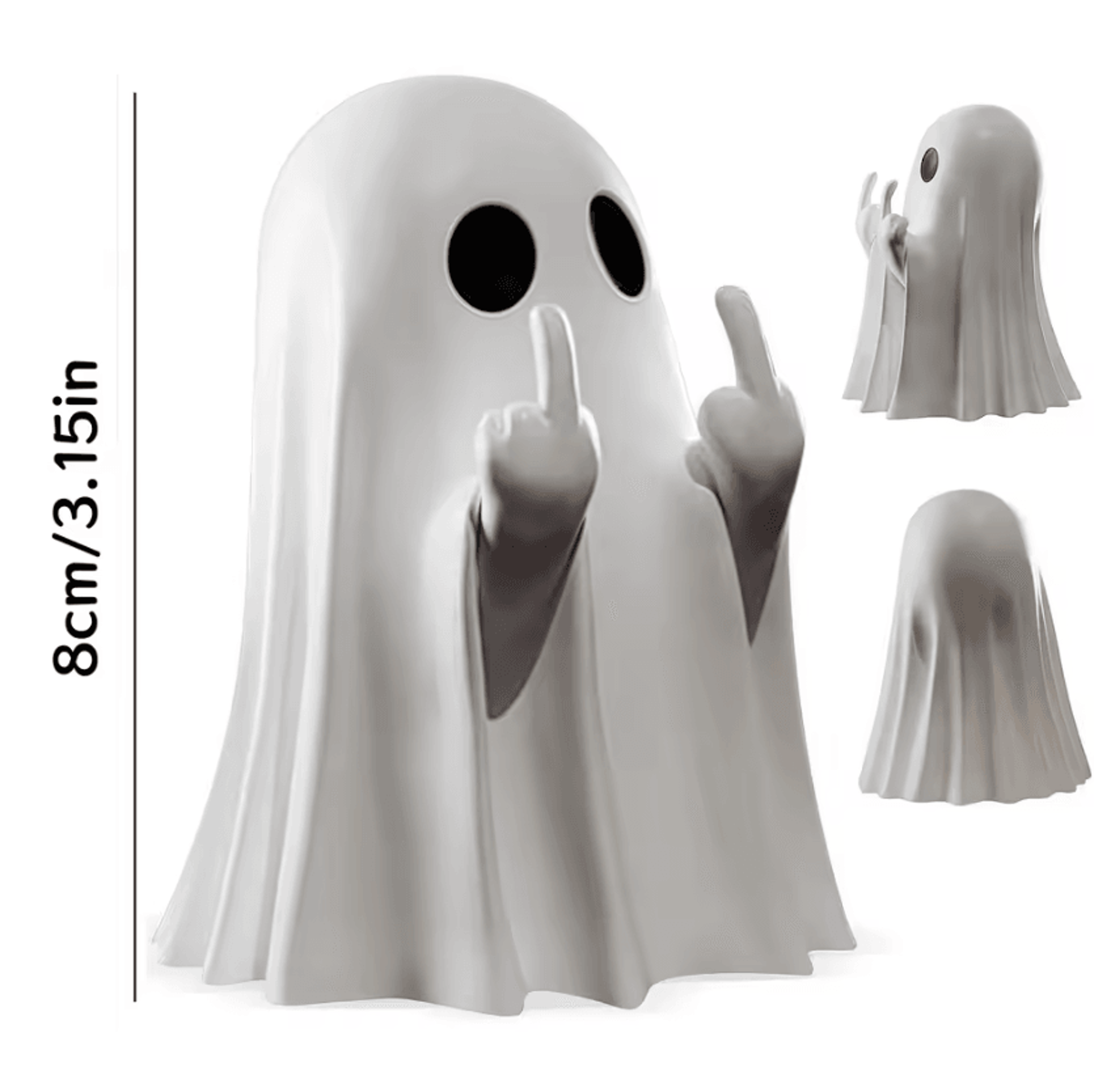 Funny Middle Finger Ghost Statue Cute Halloween Ghost Figurine For Home And Office Decor 1