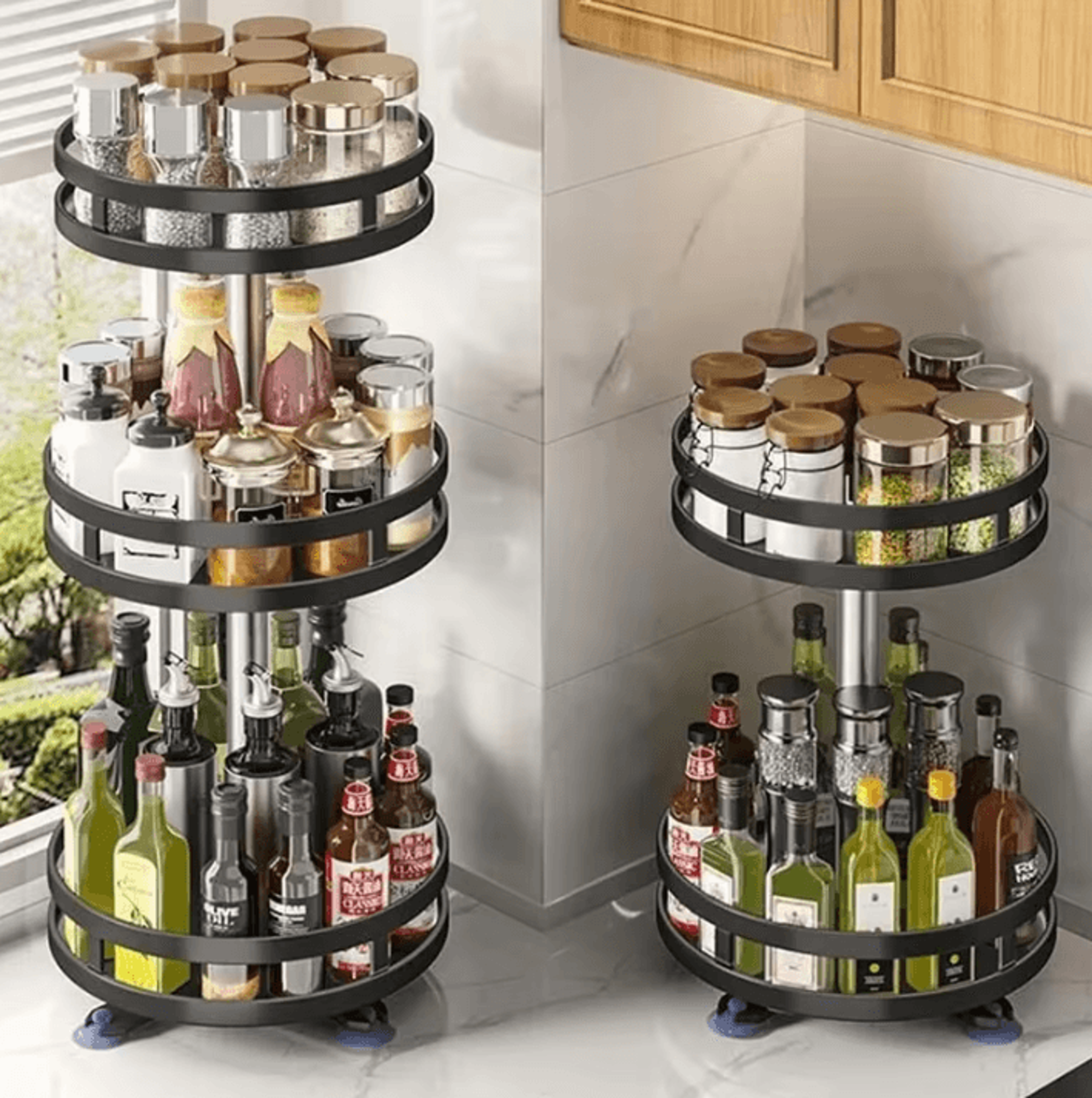360 Rotating Spice Rack Organizer NonSkid Lazy Susan Turntable For Seasonings And Kitchen Storage 0