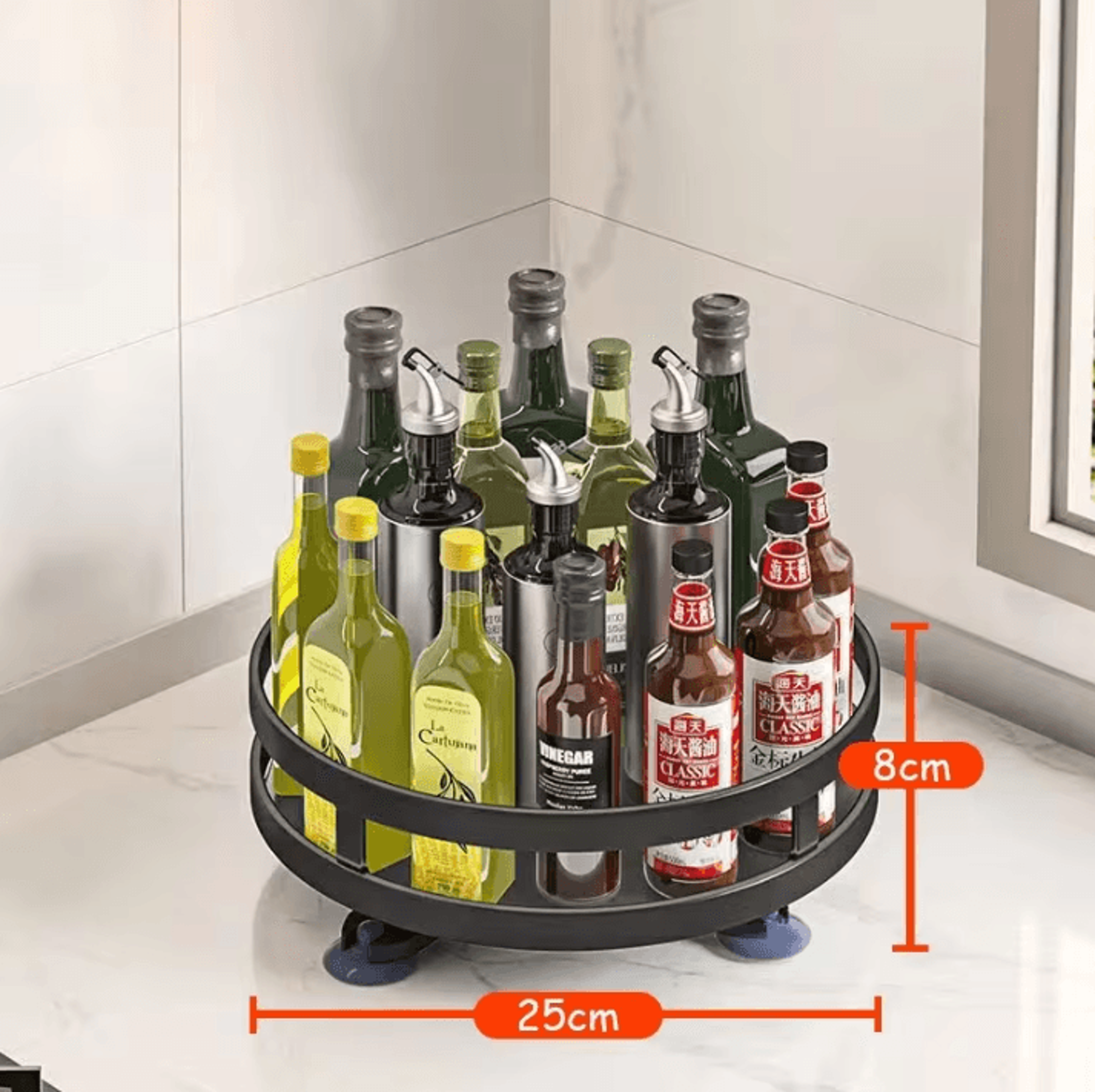 360 Rotating Spice Rack Organizer NonSkid Lazy Susan Turntable For Seasonings And Kitchen Storage 2