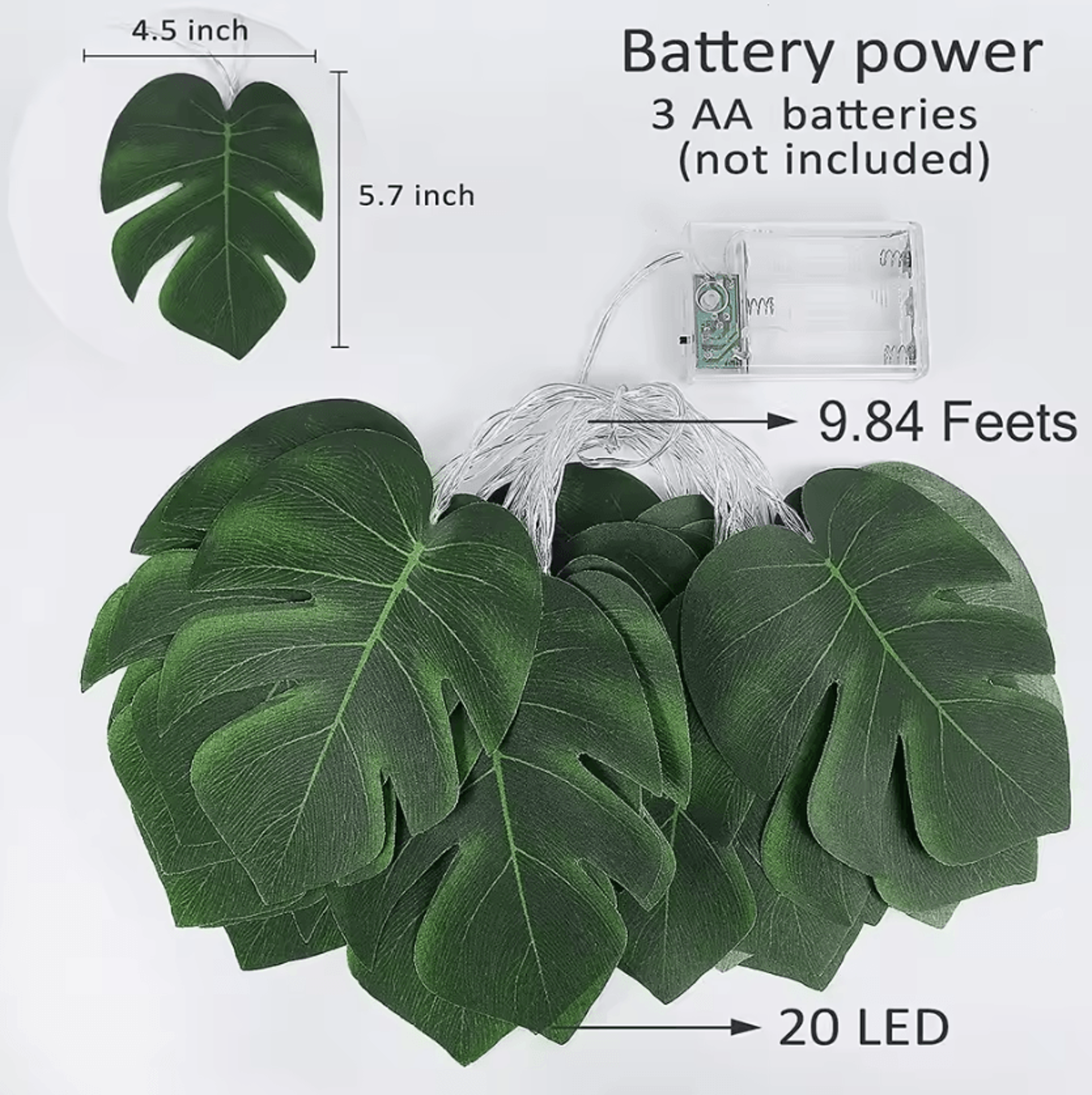 Monstera Leaf String Lights Tropical Palm Leaf Garland For Party And Home Decor 3