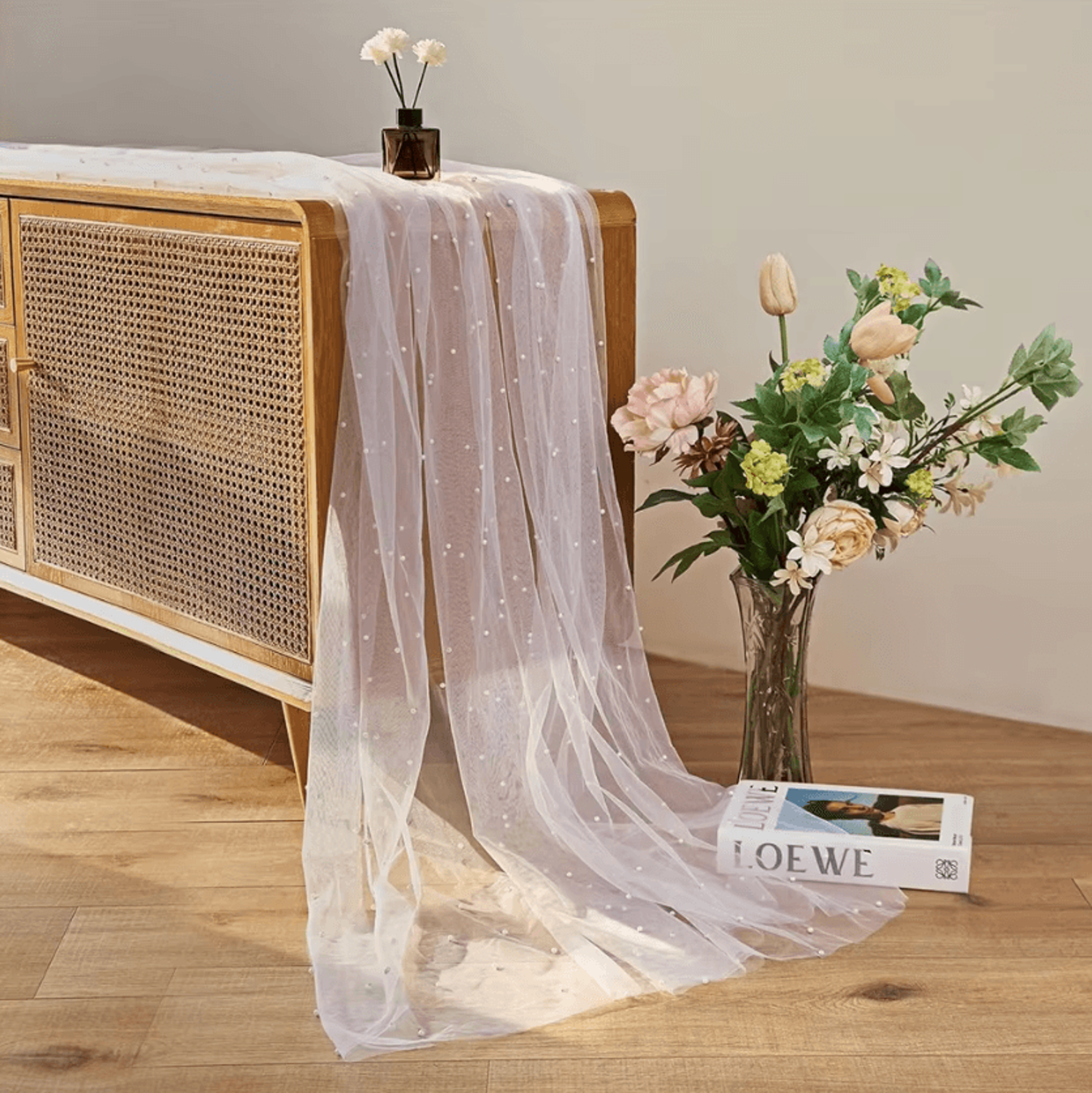 Pearl Chiffon Table Runner Elegant Wedding Table Decor For Parties And Special Events 0
