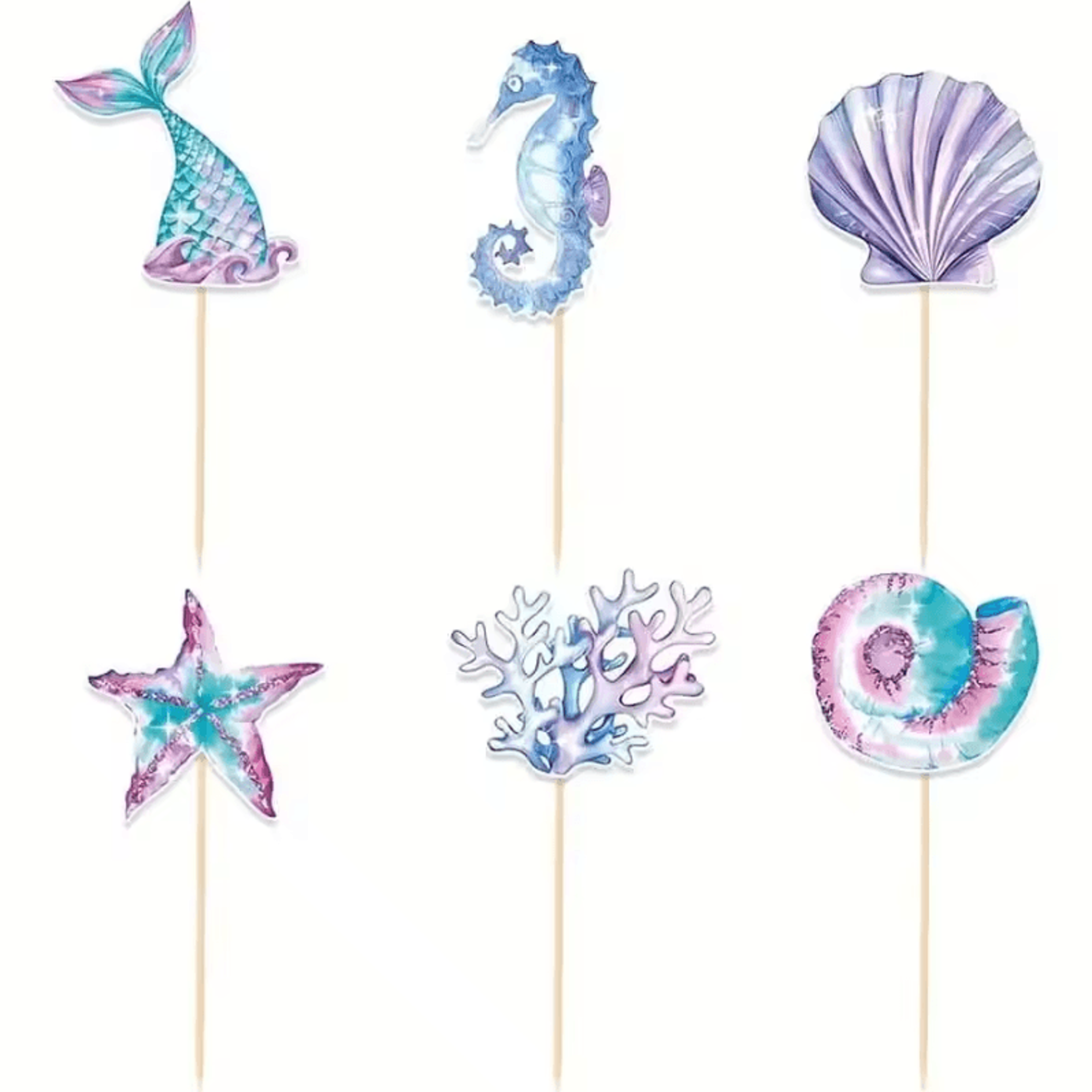 Mermaid Cake And Cupcake Toppers Birthday Party Decorations Set 1
