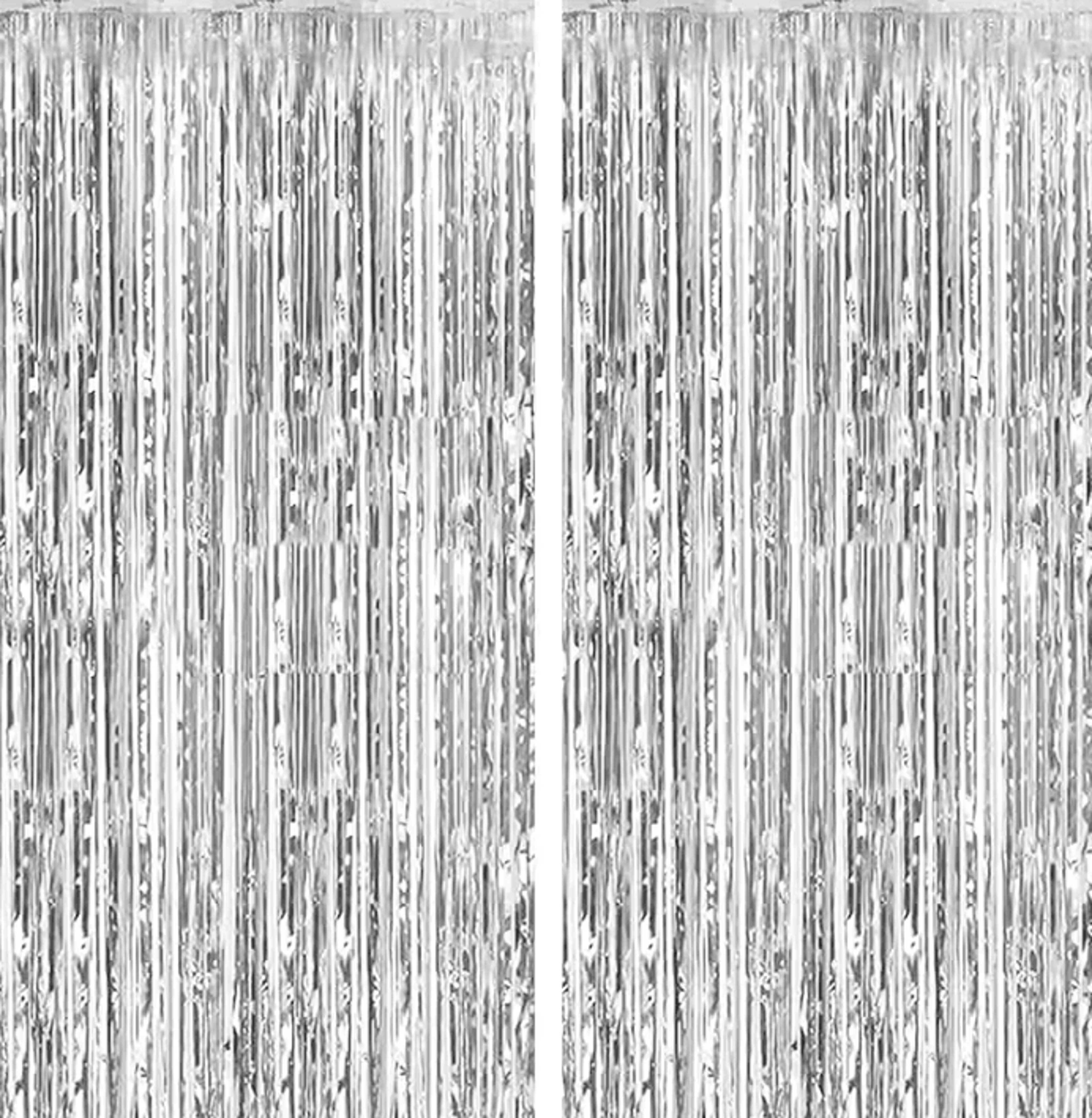 Silver Foil Fringe Curtain Backdrop Metallic Photo Booth Decorations 2 Pack 4