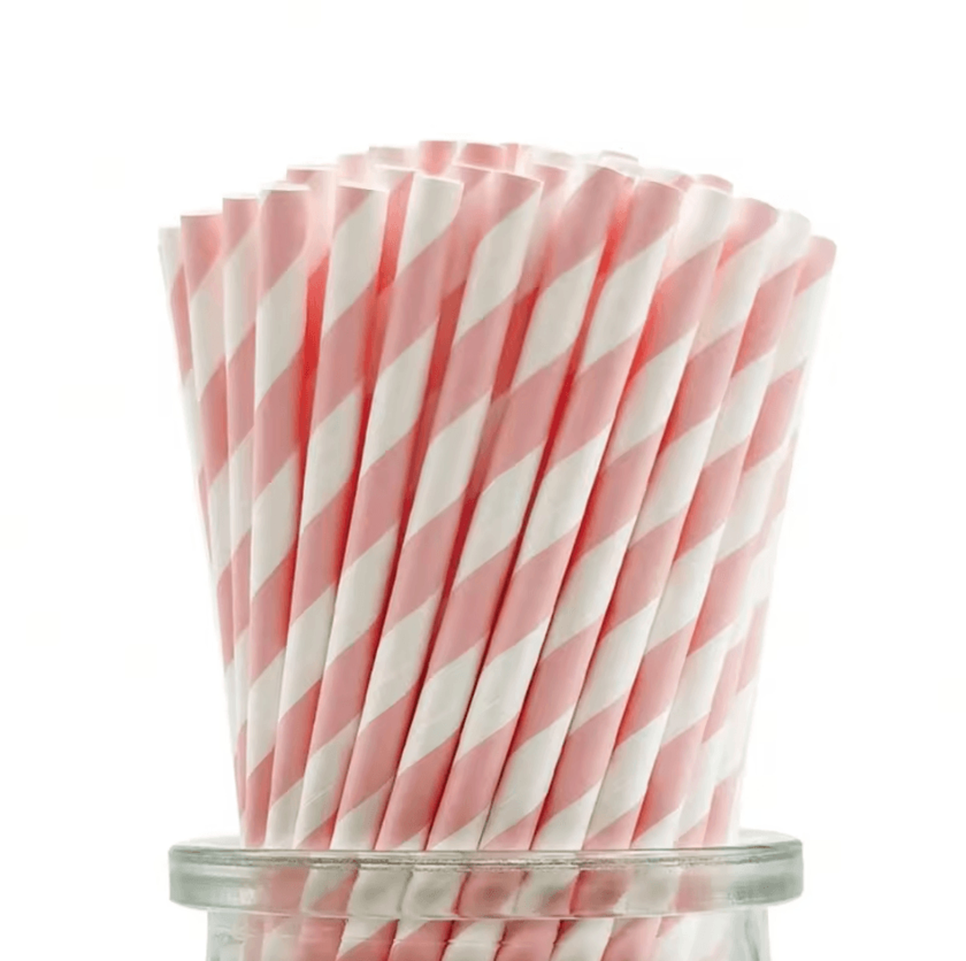 Light Pink Striped Paper Straws Disposable Party Drinking Straws For Birthdays And Weddings 0