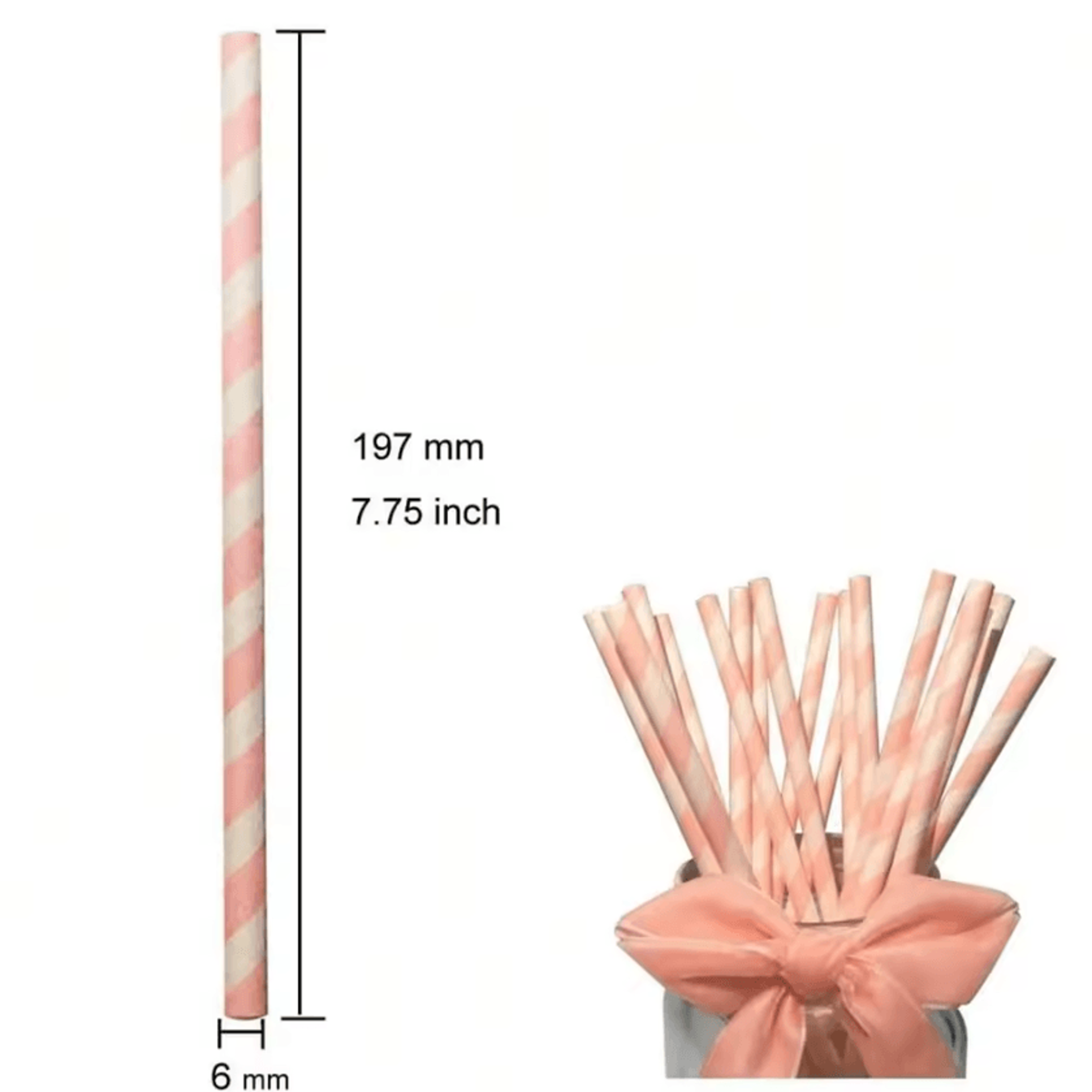 Light Pink Striped Paper Straws Disposable Party Drinking Straws For Birthdays And Weddings 1