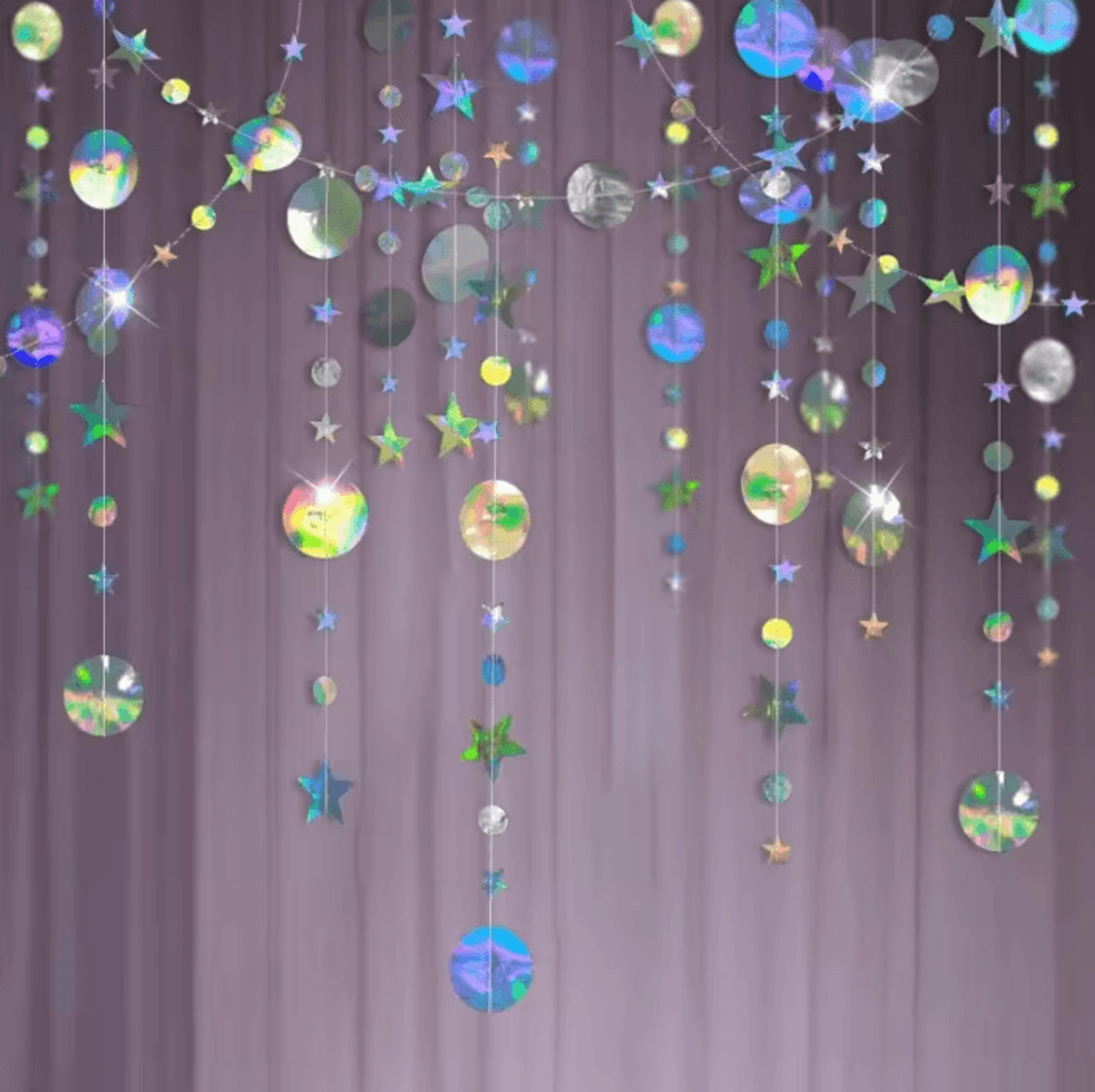 Iridescent Star Garland Banner Hanging Decorations For Birthdays Weddings Baby Showers And Eid 2