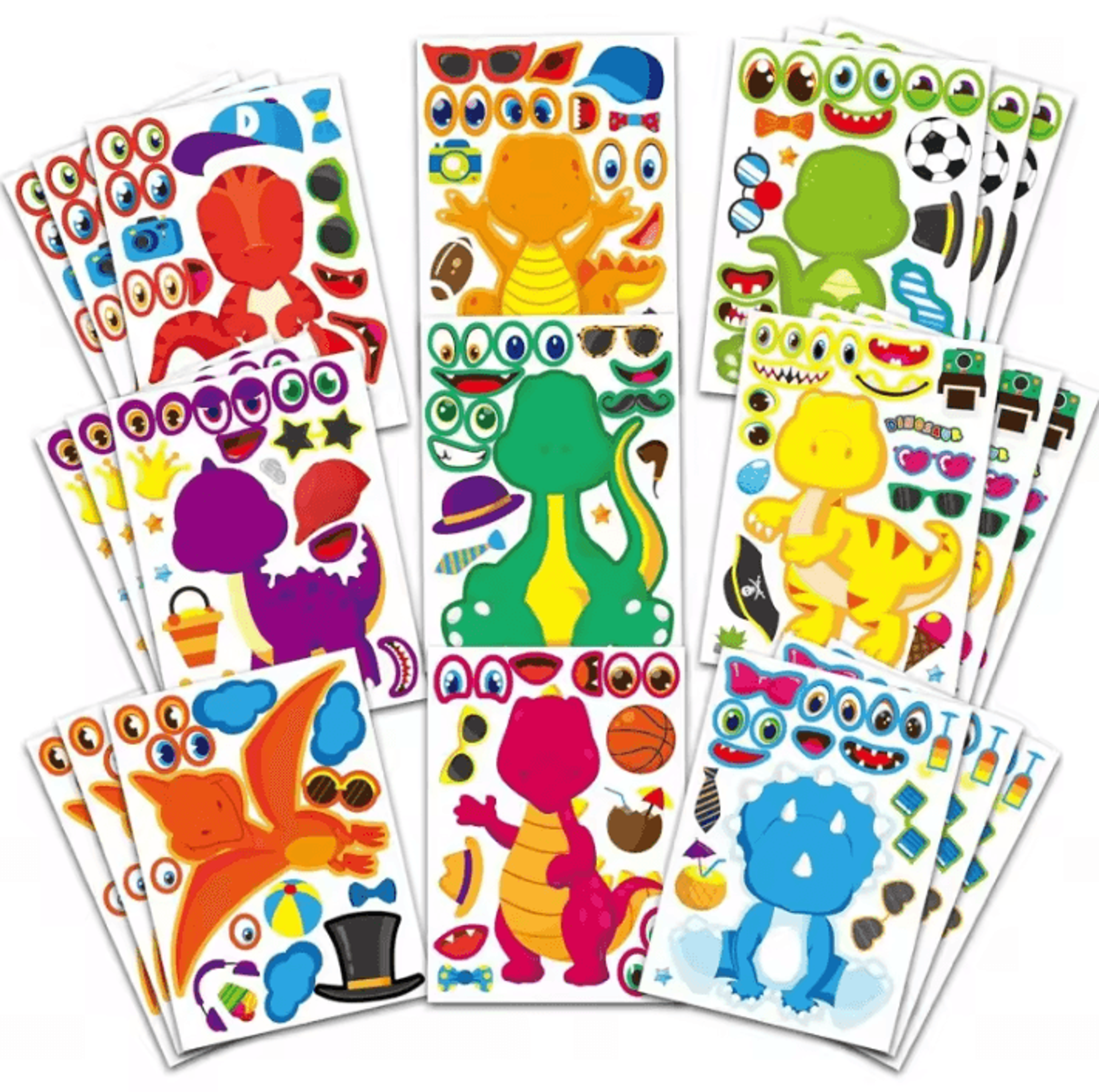 Dinosaur Make A Face Sticker Set DIY Party Activity For Kids Birthday Favors 0