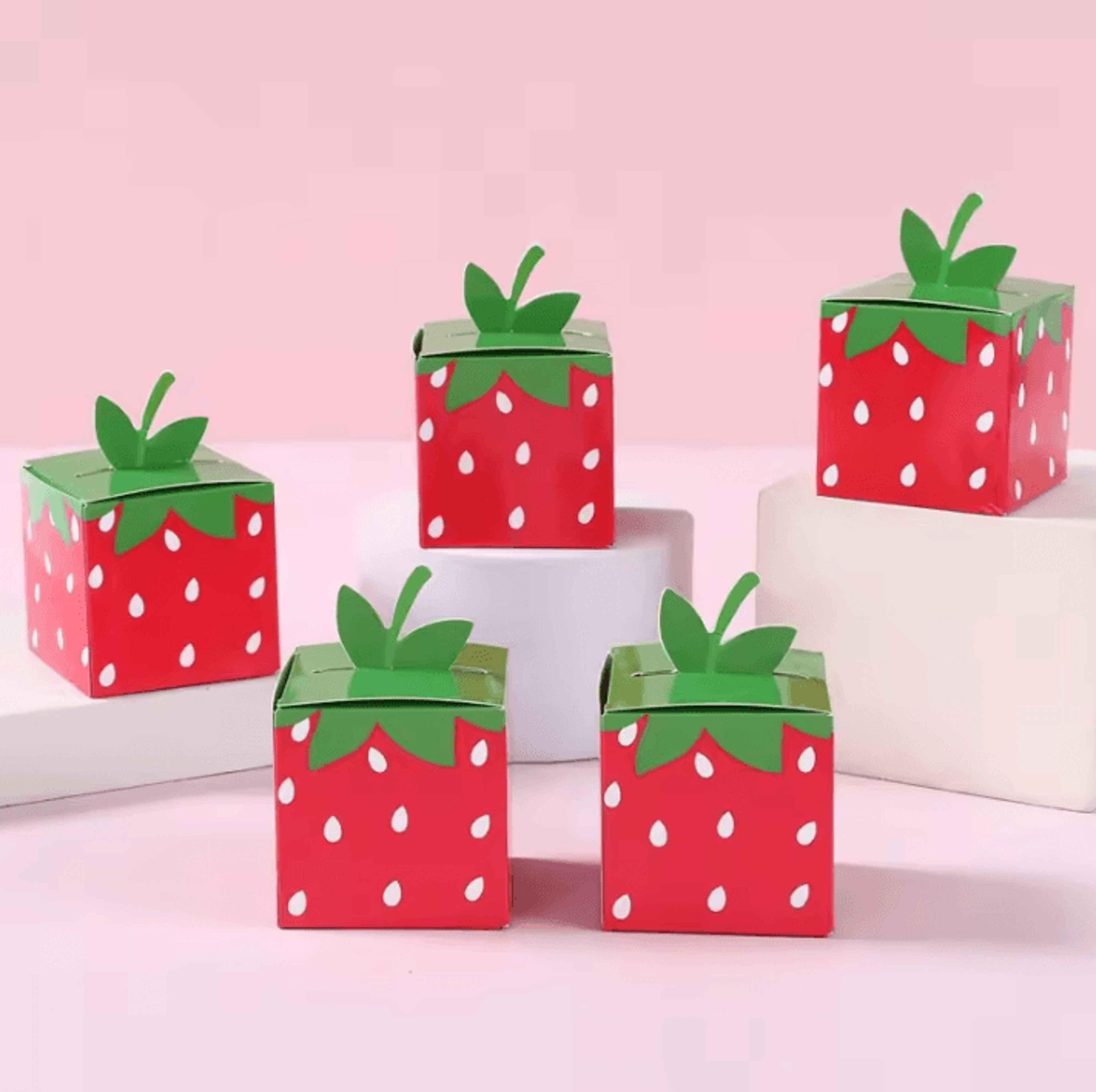 Strawberry Candy Gift Boxes Summer Party Favor Treat Boxes 3