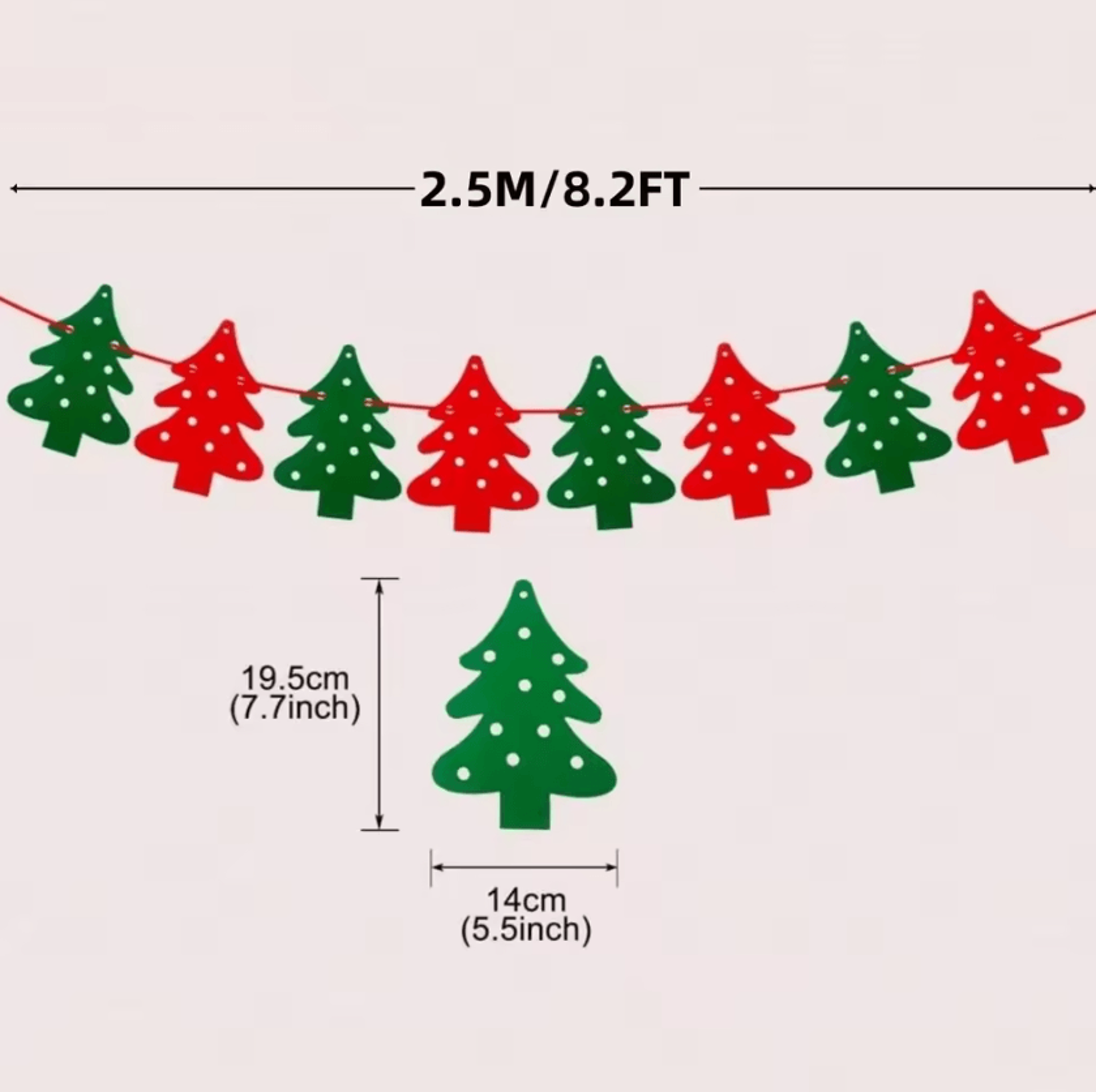 Christmas Tree Felt Banner Hanging Garland Holiday Wall Decoration 5