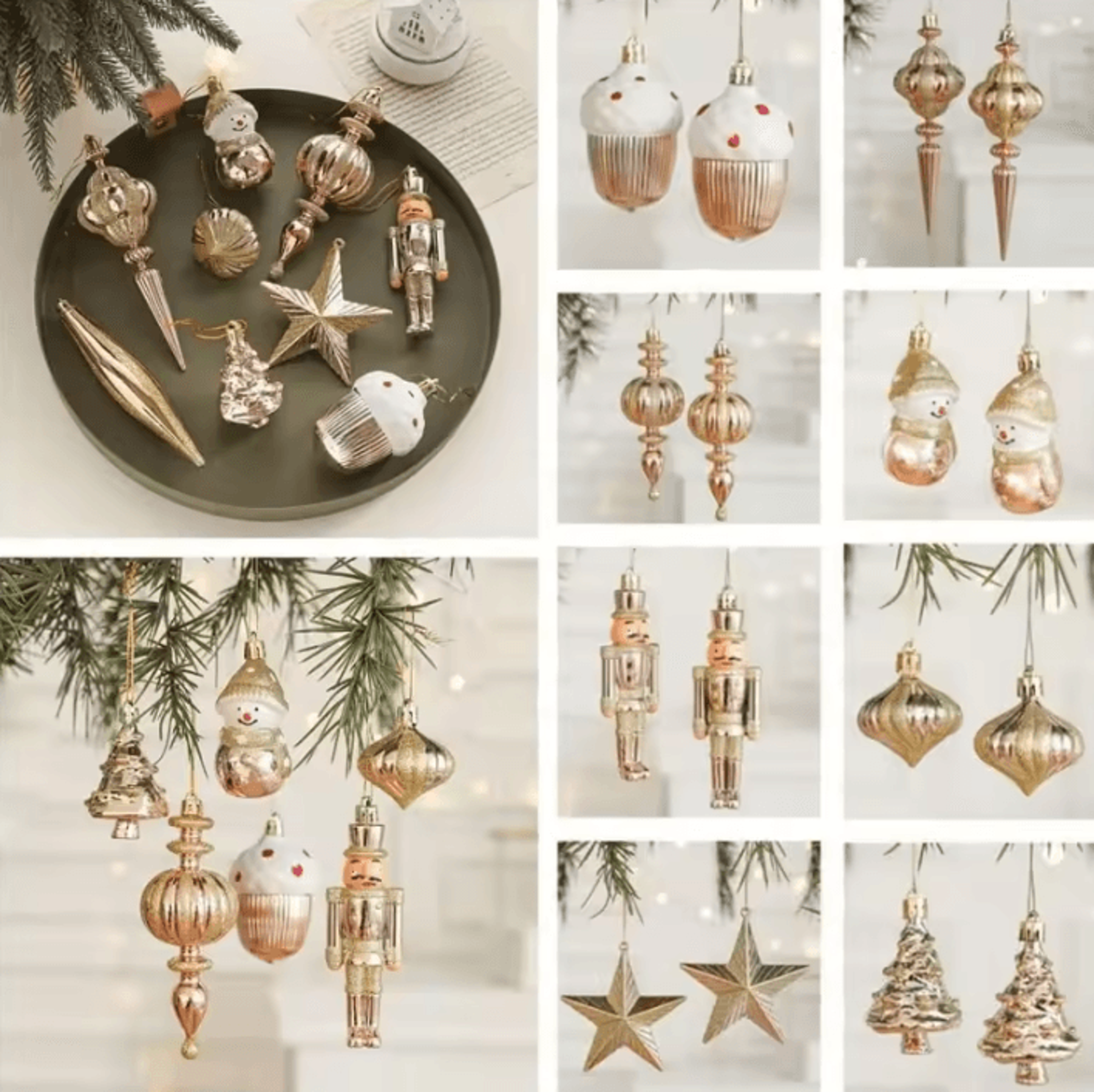 Christmas Hanging Ornaments Plastic Tree Decorations Set 1