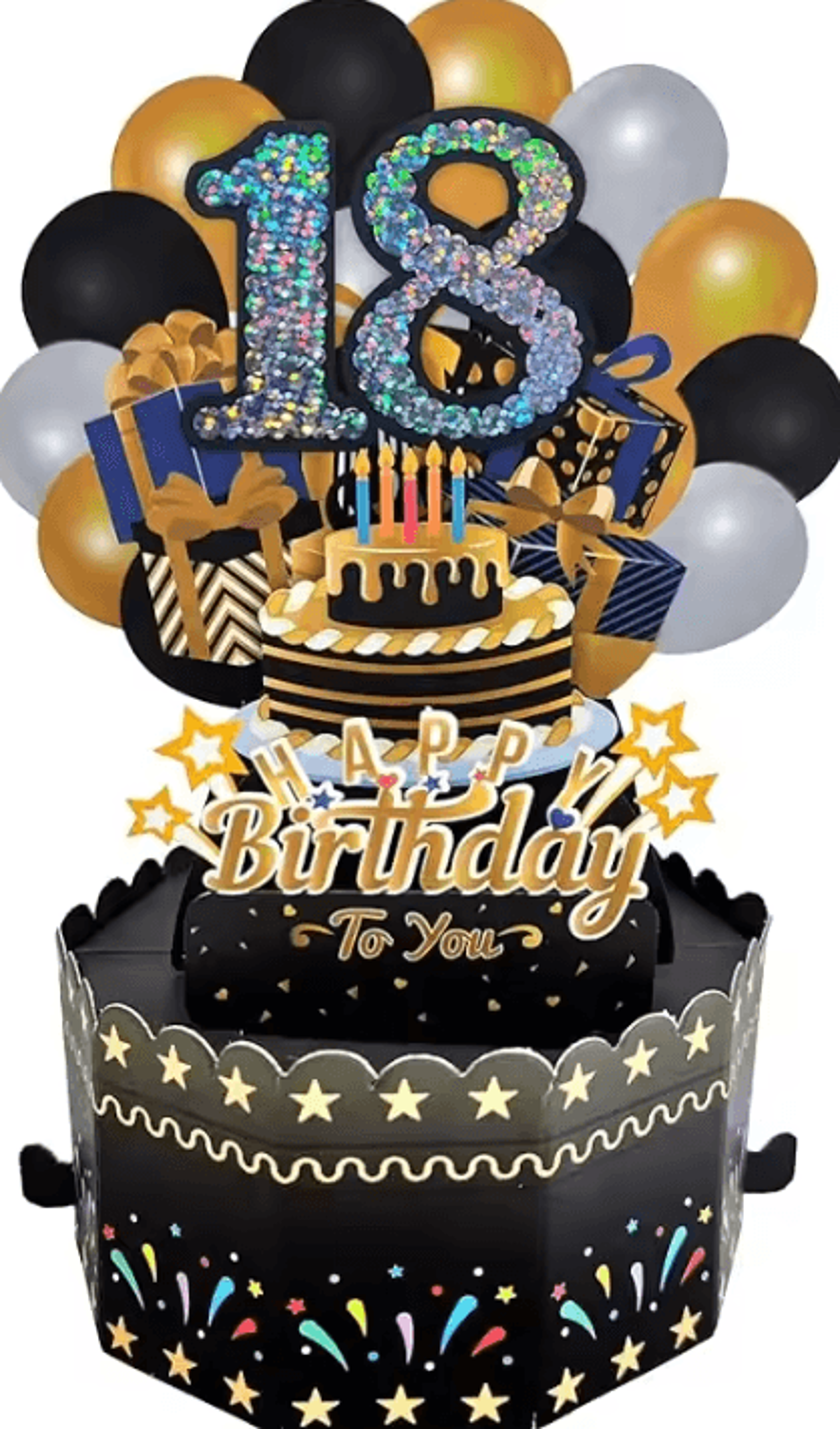 18th Birthday Pop Up Greeting Card With Envelope And Blank Message Card 3