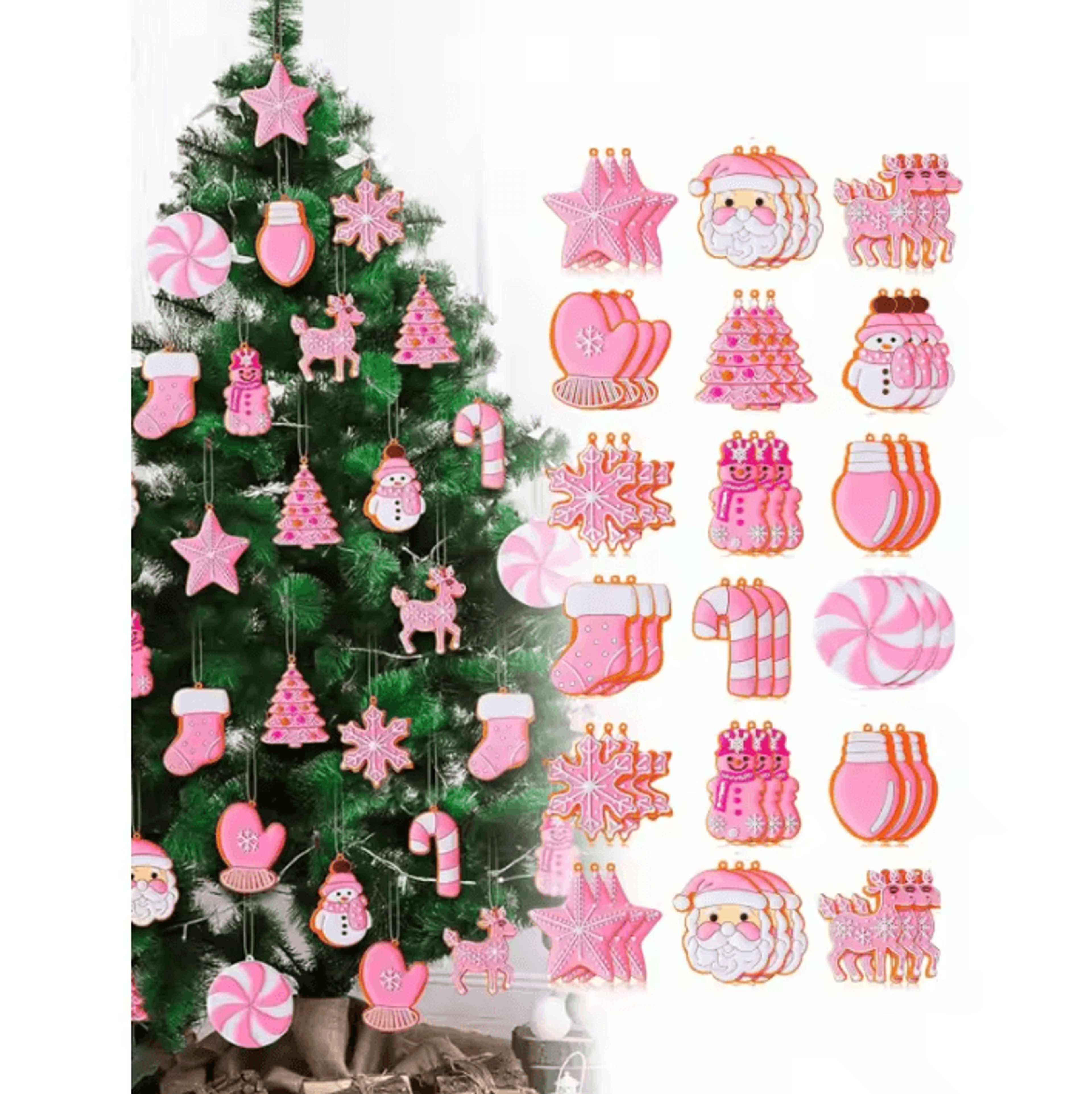 Christmas Peppermint Gingerbread Ornament Set  12pcs Christmas Tree Ornaments For Festive Holiday D 1