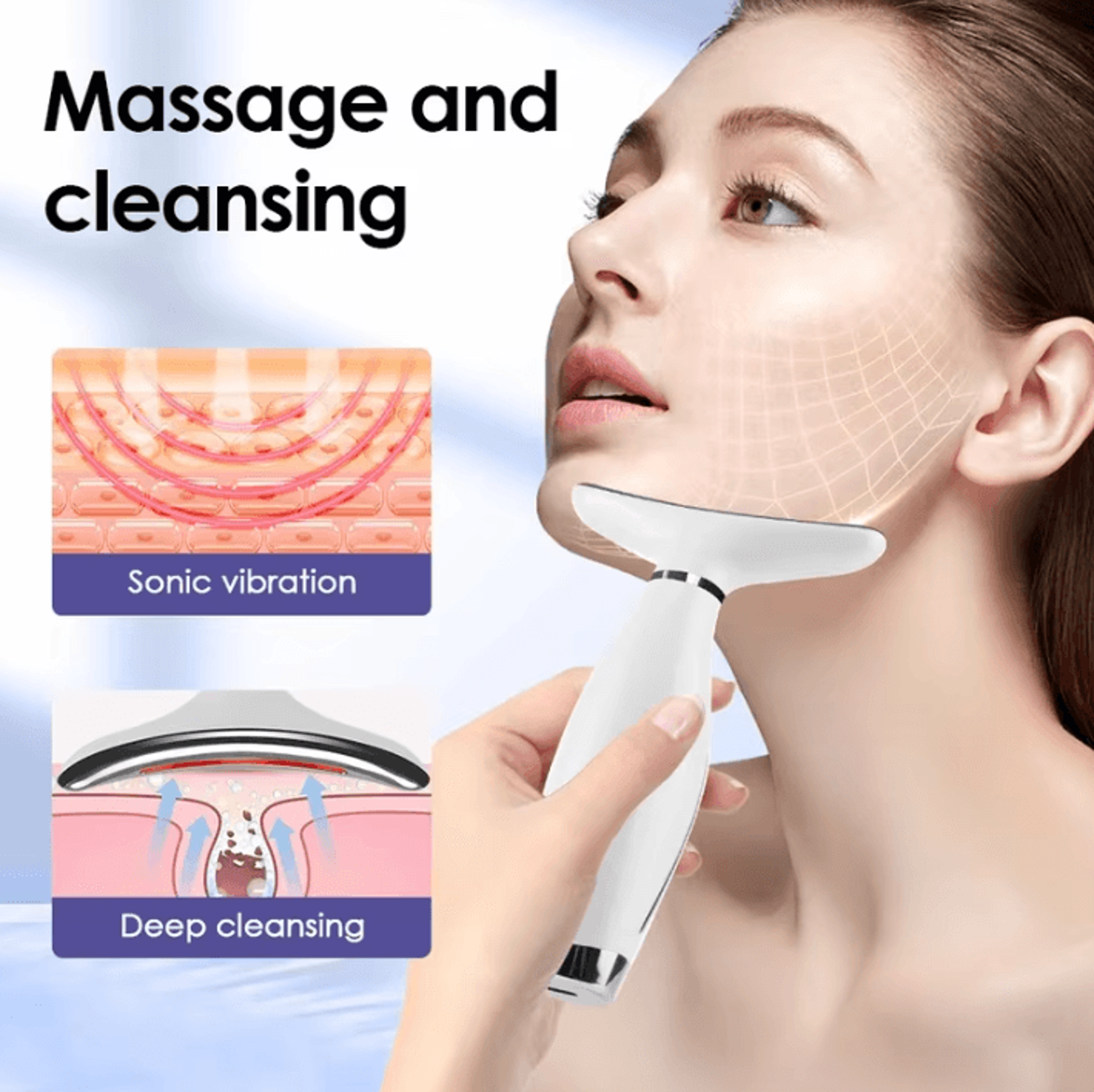 7Color LED Face  Neck Beauty Device  LED Face And Neck Massager With Vibration  7 Light Modes 3