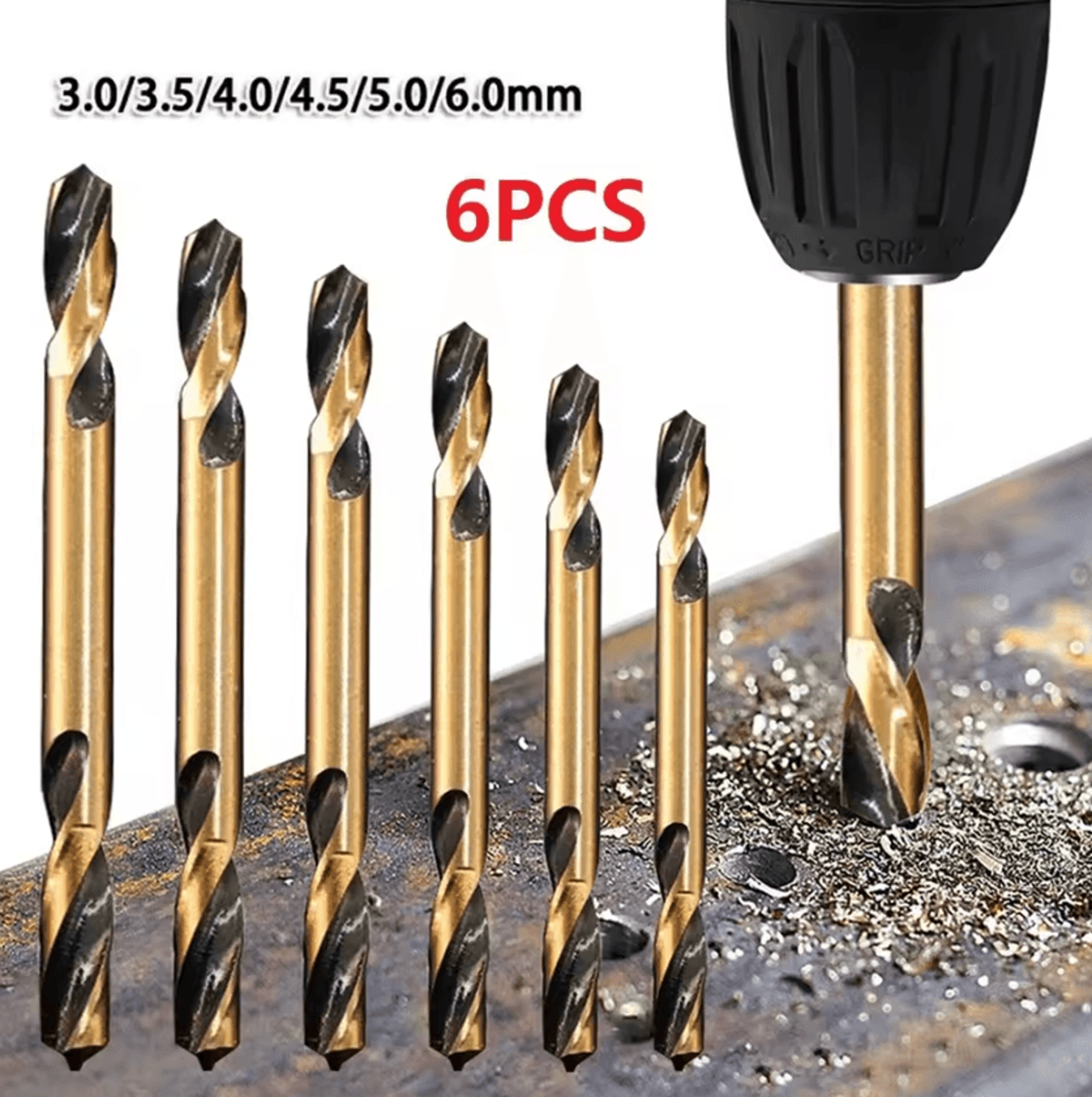 6Piece HSS DoubleEnded Drill Bit Set  HSS Drill Bits For Metal Stainless Steel  Wood Drilling 0