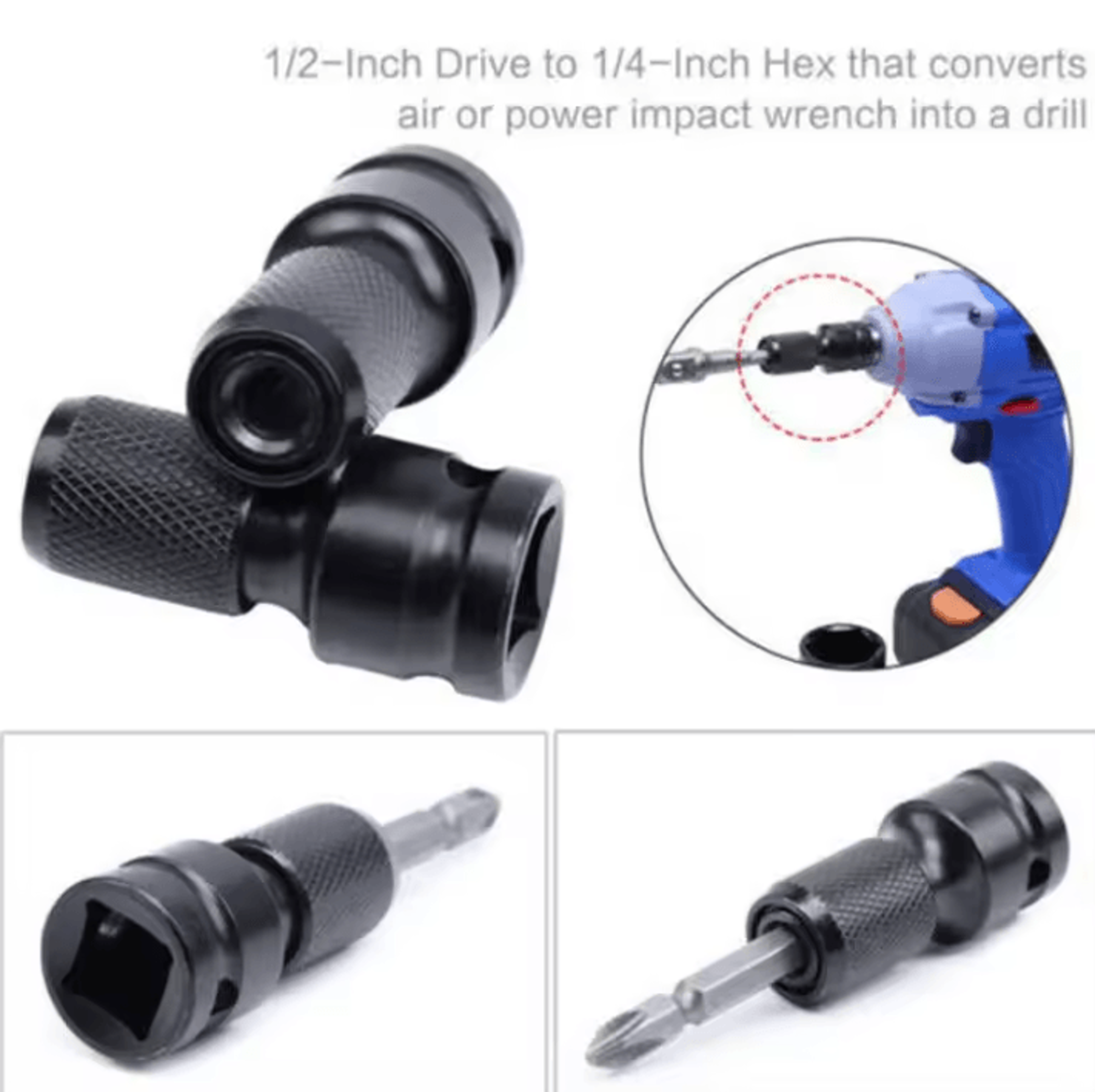 QuickLoad 12 Drive To 14 Hex Adapter Impact Socket Adapter For Drill  Power Tools 2