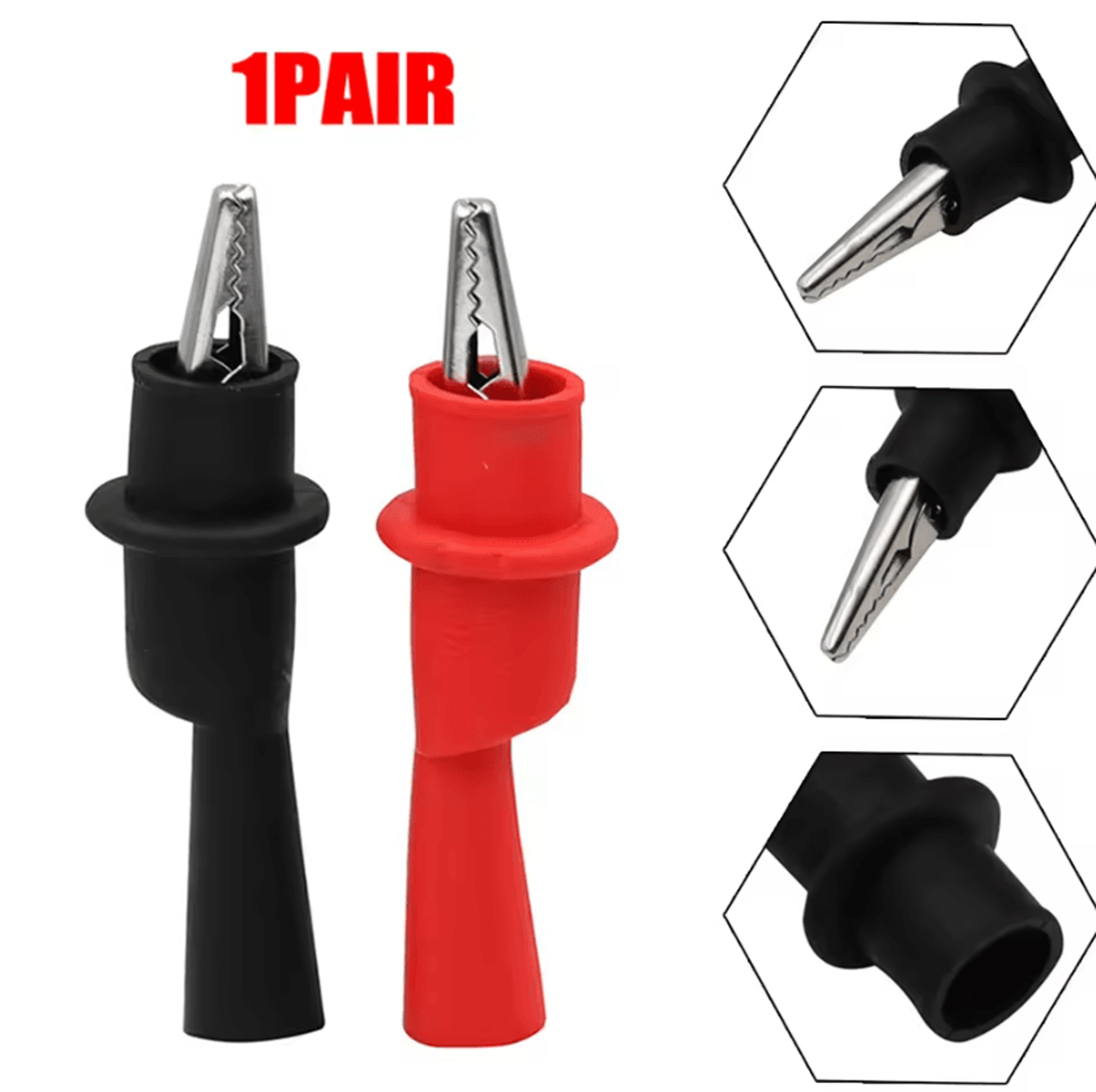 2Pack Multimeter Alligator Clips 10A 1000V Test Clip Leads Red  Black For Electrical Testing 1
