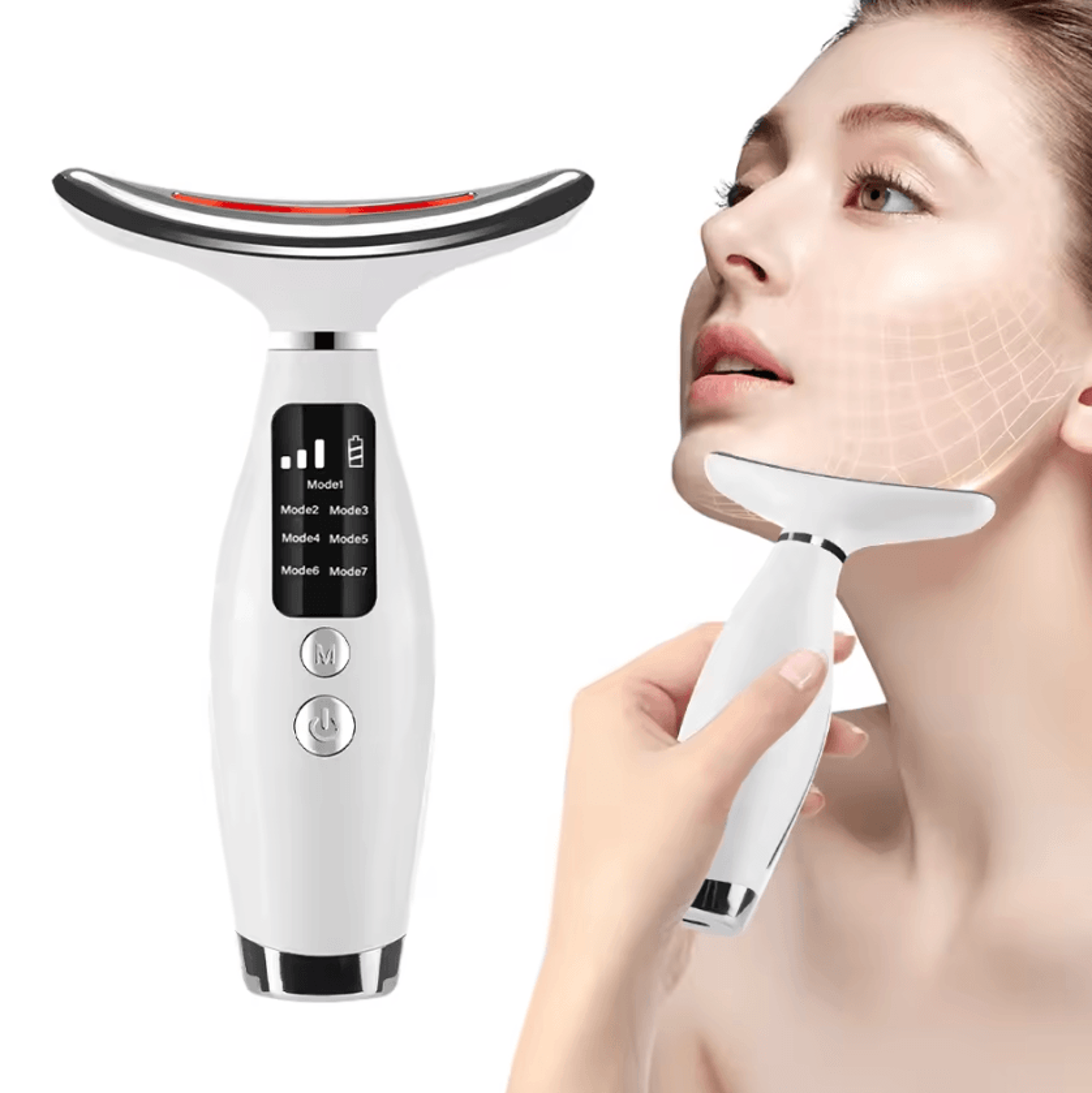 7 Color LED Neck And Face Massager With Heating And Vibration Therapy 0