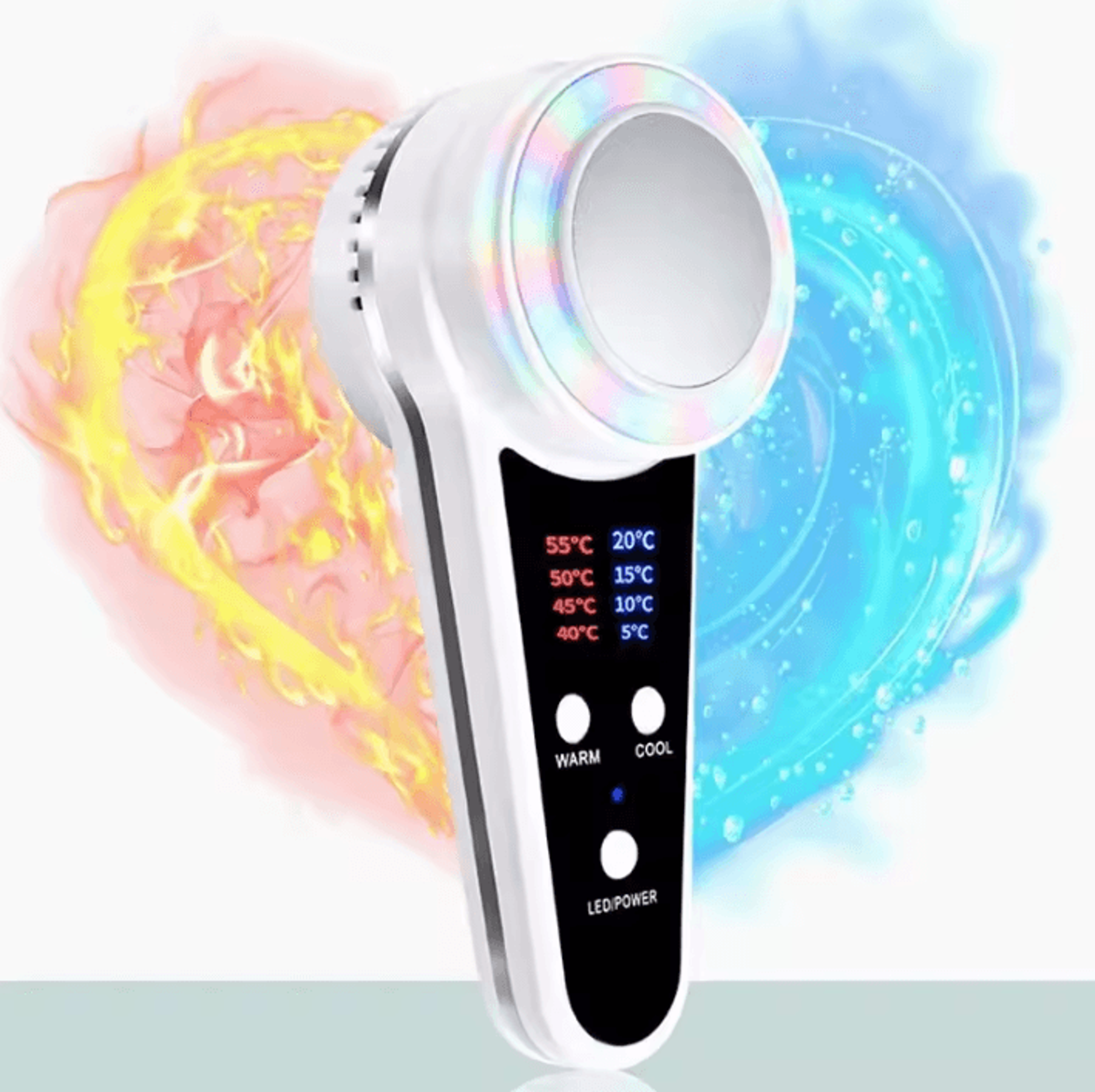 Hot And Cold Facial Hammer With Blue LED Light For Skin Care And Facial Massage 0