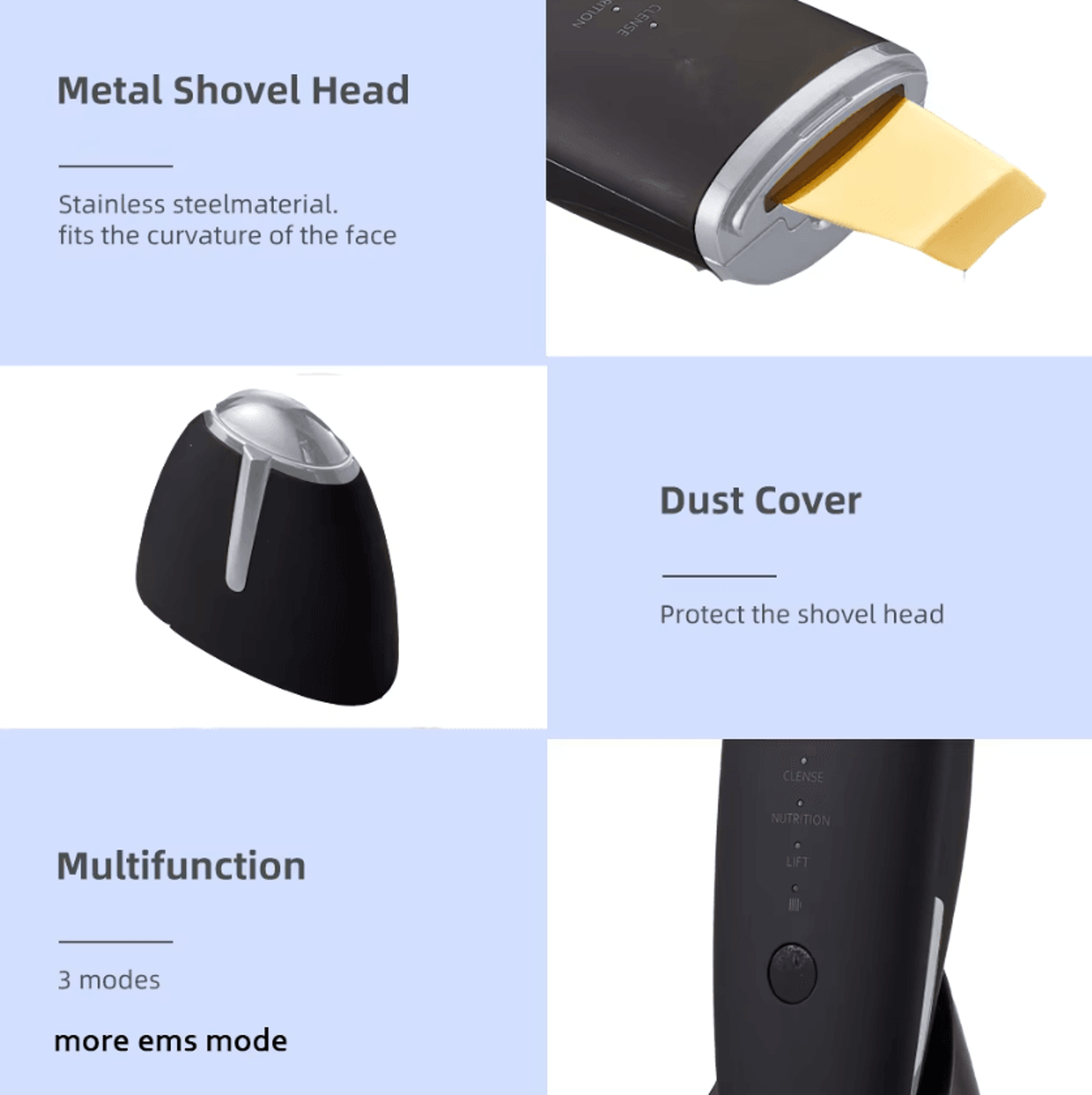 EMS Ultrasonic Skin Scrubber Face Spatula Blackhead Remover Facial Cleansing Device 2