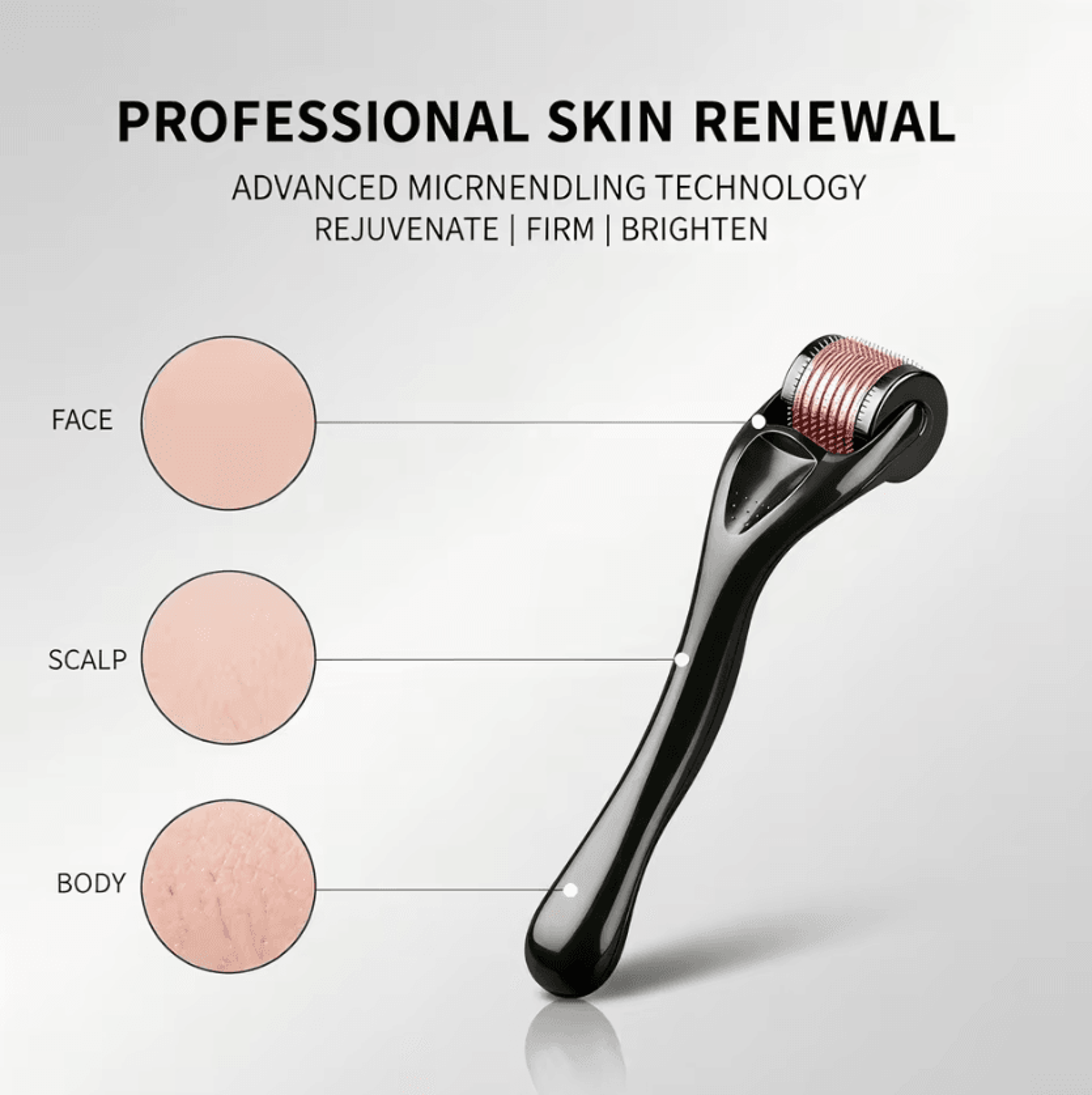 540 Titanium Derma Roller 025mm Microneedling Roller For Face Scalp And Beard Care 2