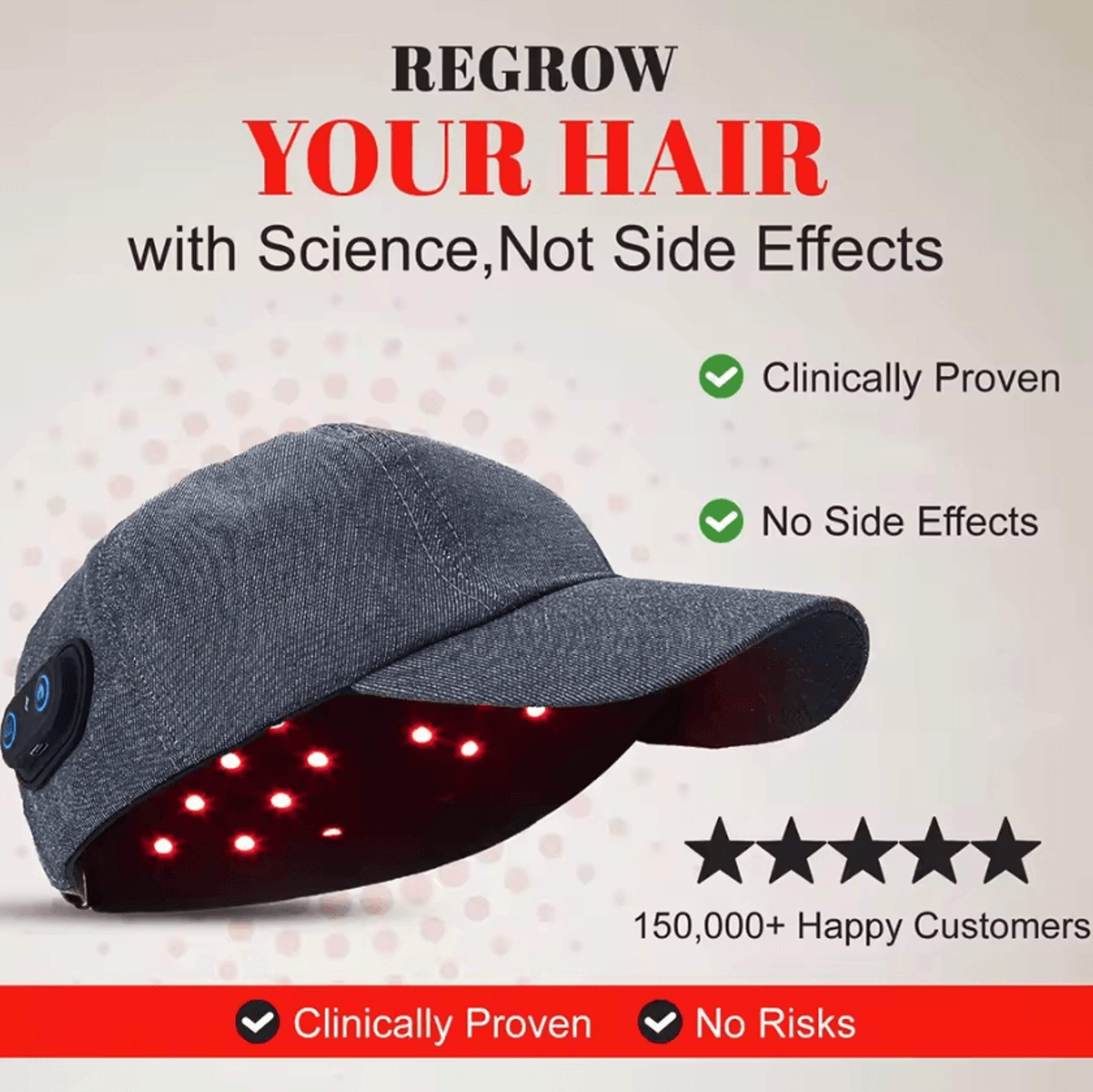 660nm And 850nm Red Light Therapy Hair Growth Cap Infrared LED Scalp Care Hat 0