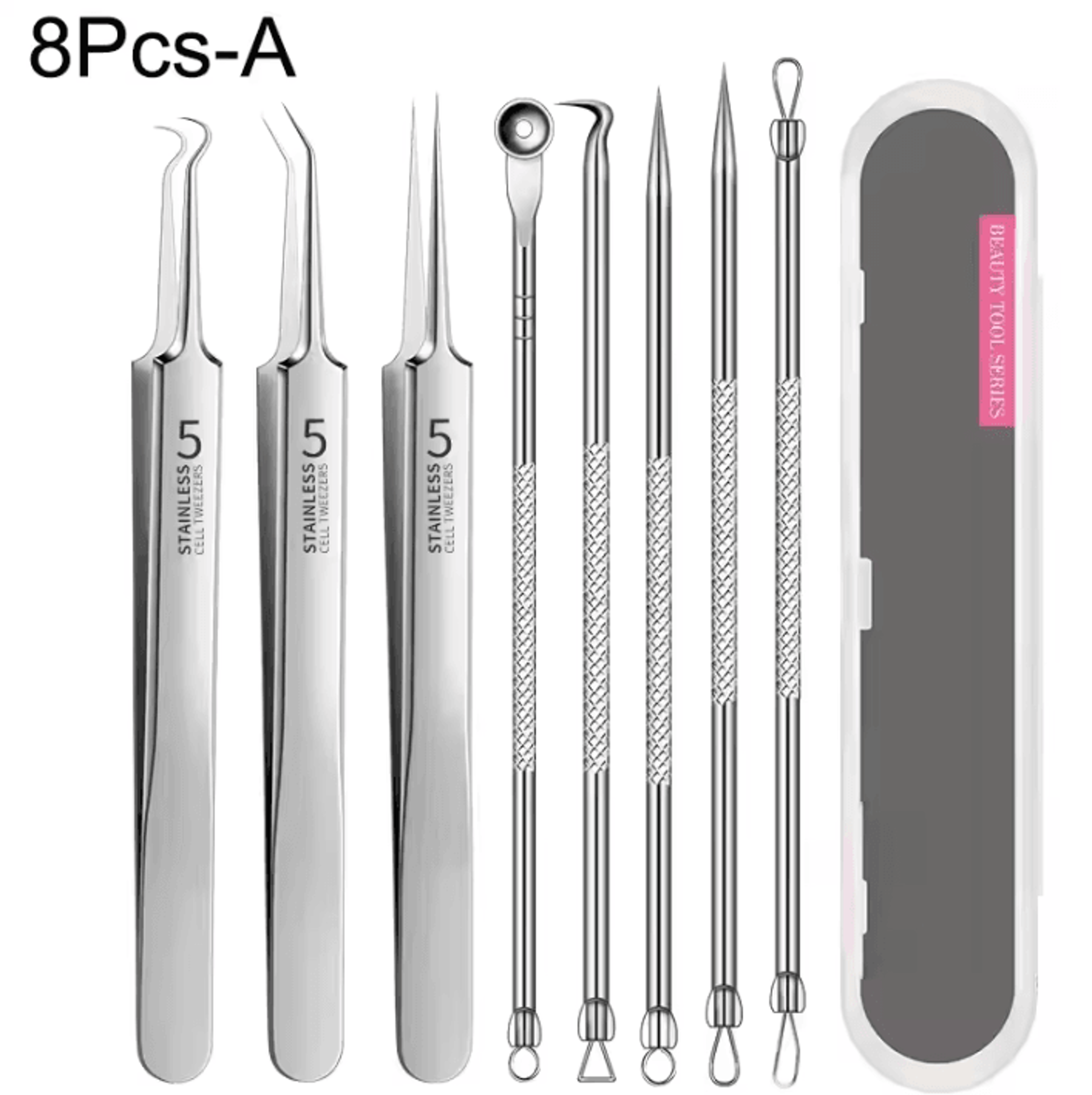 Professional Blackhead Removal Tool Kit Ingrown Hair Tweezers And Acne Extractor Set 5