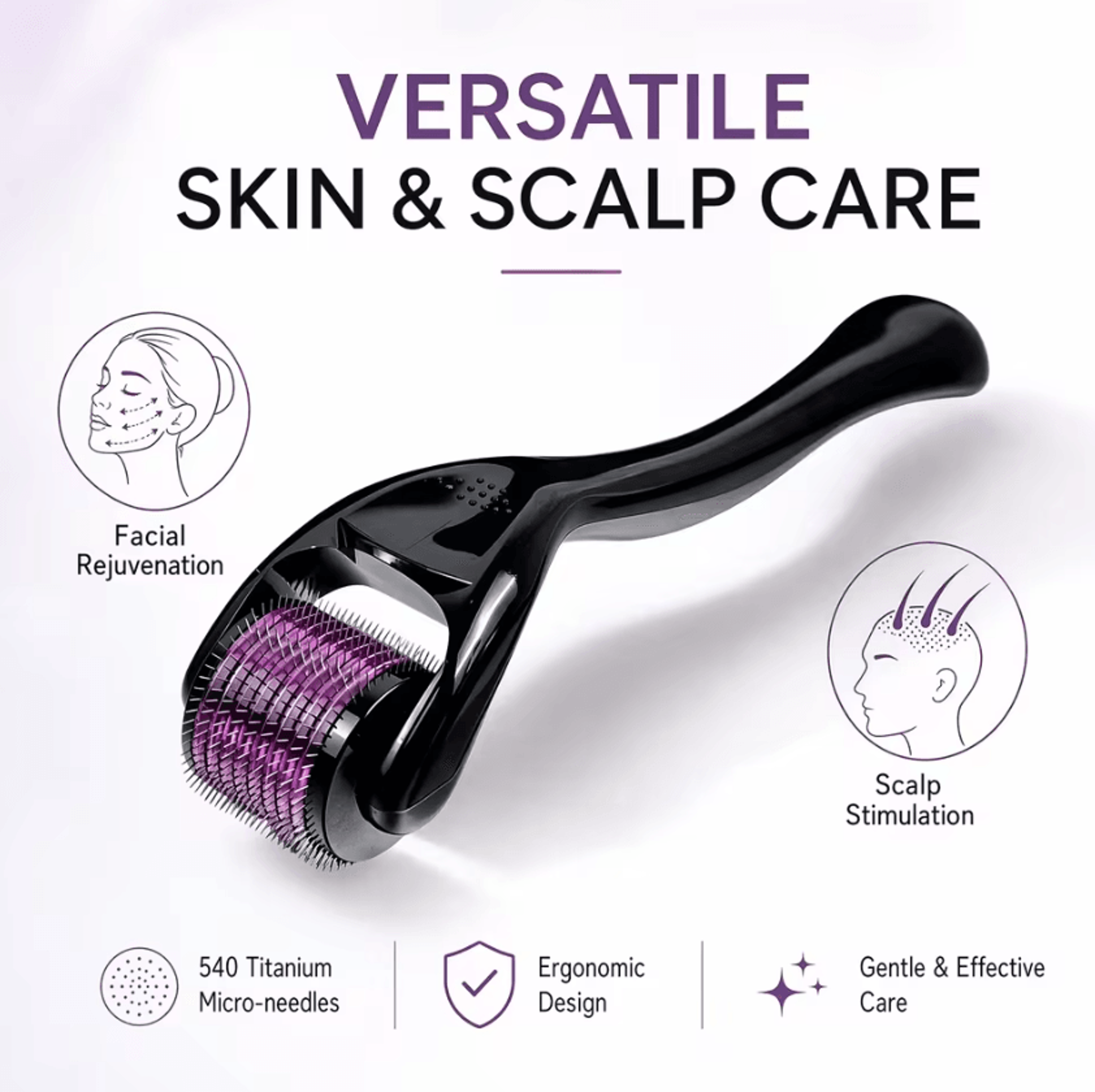 540 Titanium Derma Roller Microneedling Roller For Face Skin Scalp And Beard Care 1