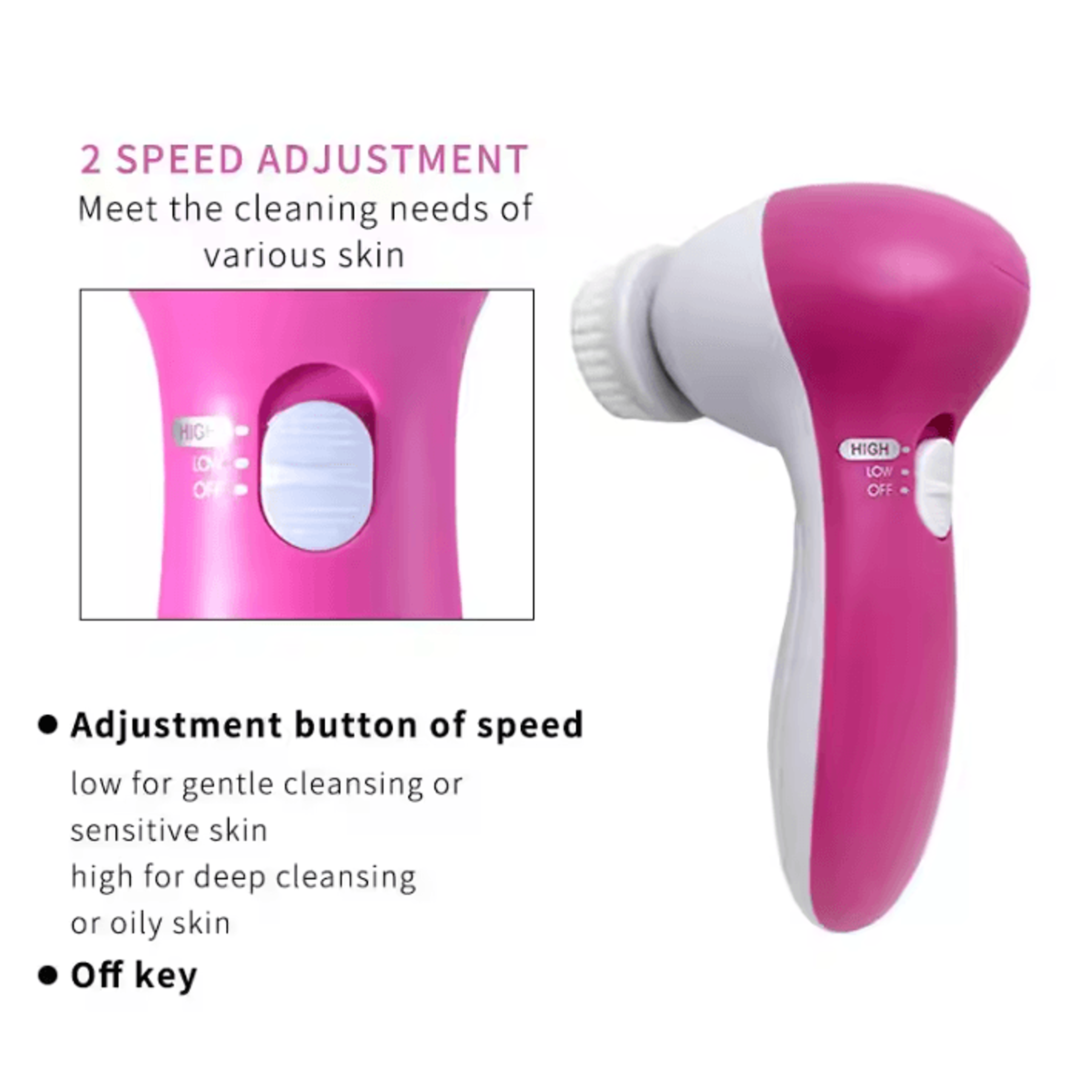 5 In 1 Electric Facial Cleansing Brush Face Cleanser And Skin Care Massager 2