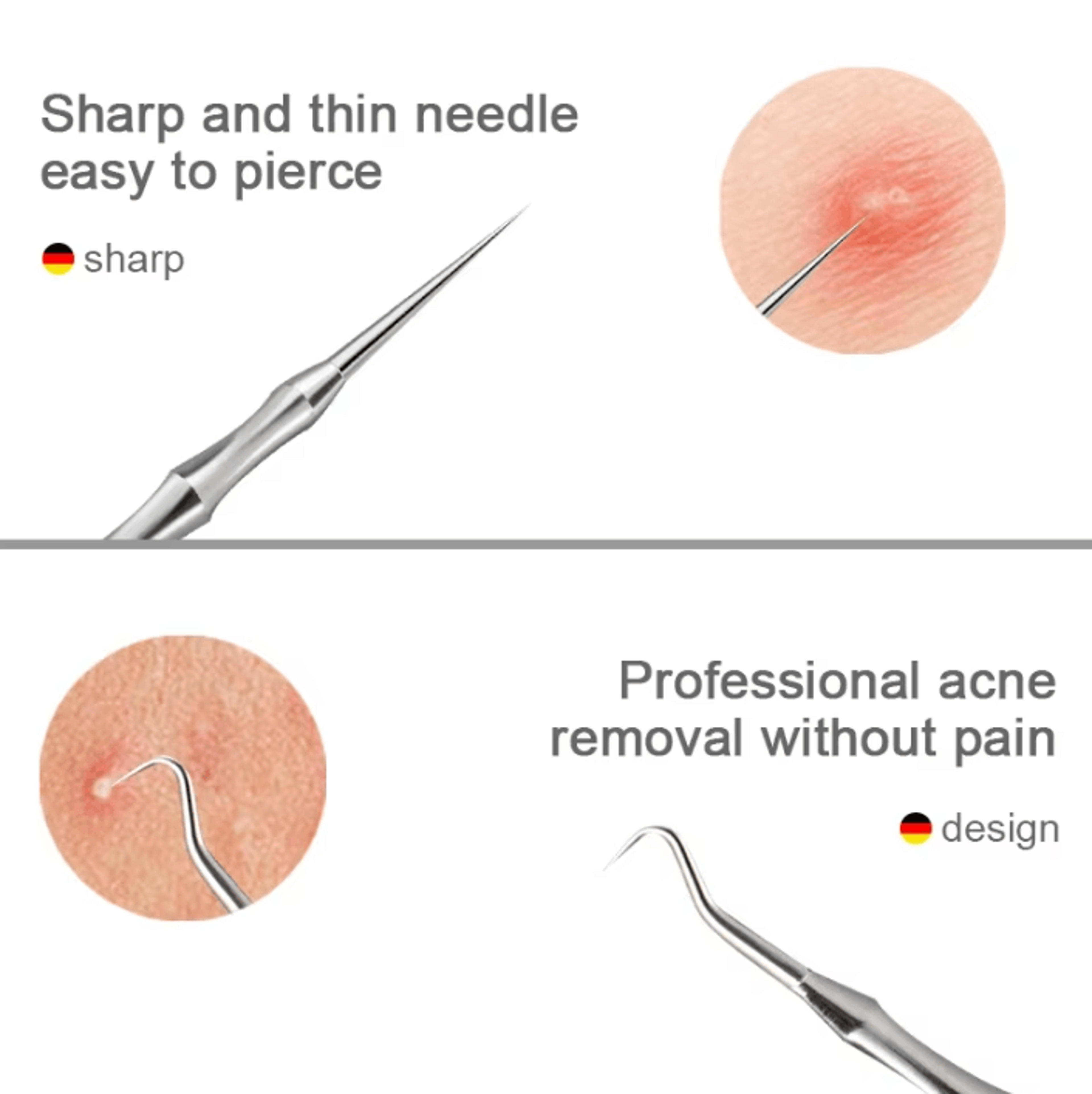Professional Blackhead Remover Tool Set Stainless Steel Acne Extractor Kit With Precision Tweezers 3