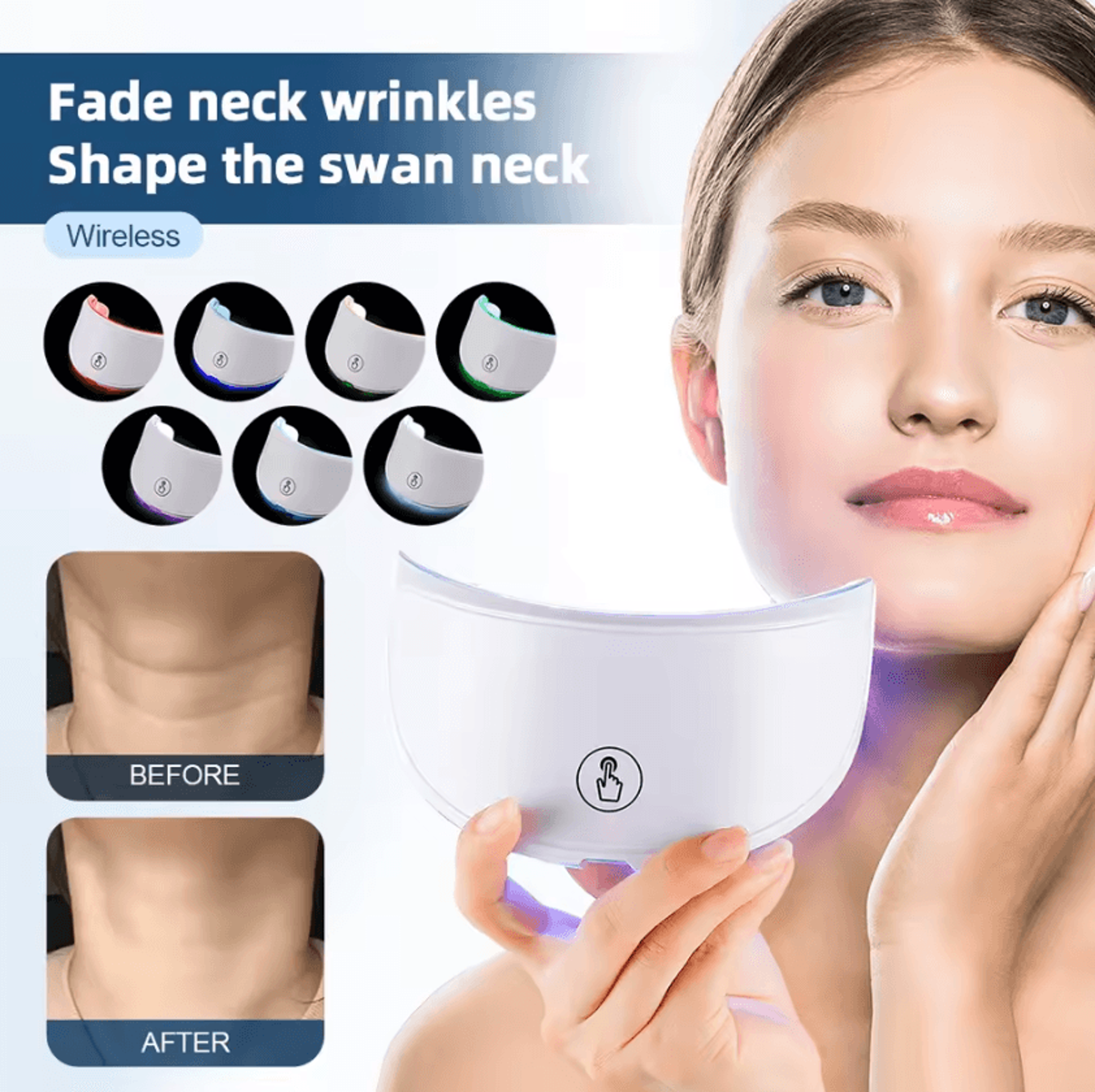 7 Color LED Neck Light Therapy Mask For Skin Care And Rejuvenation 0